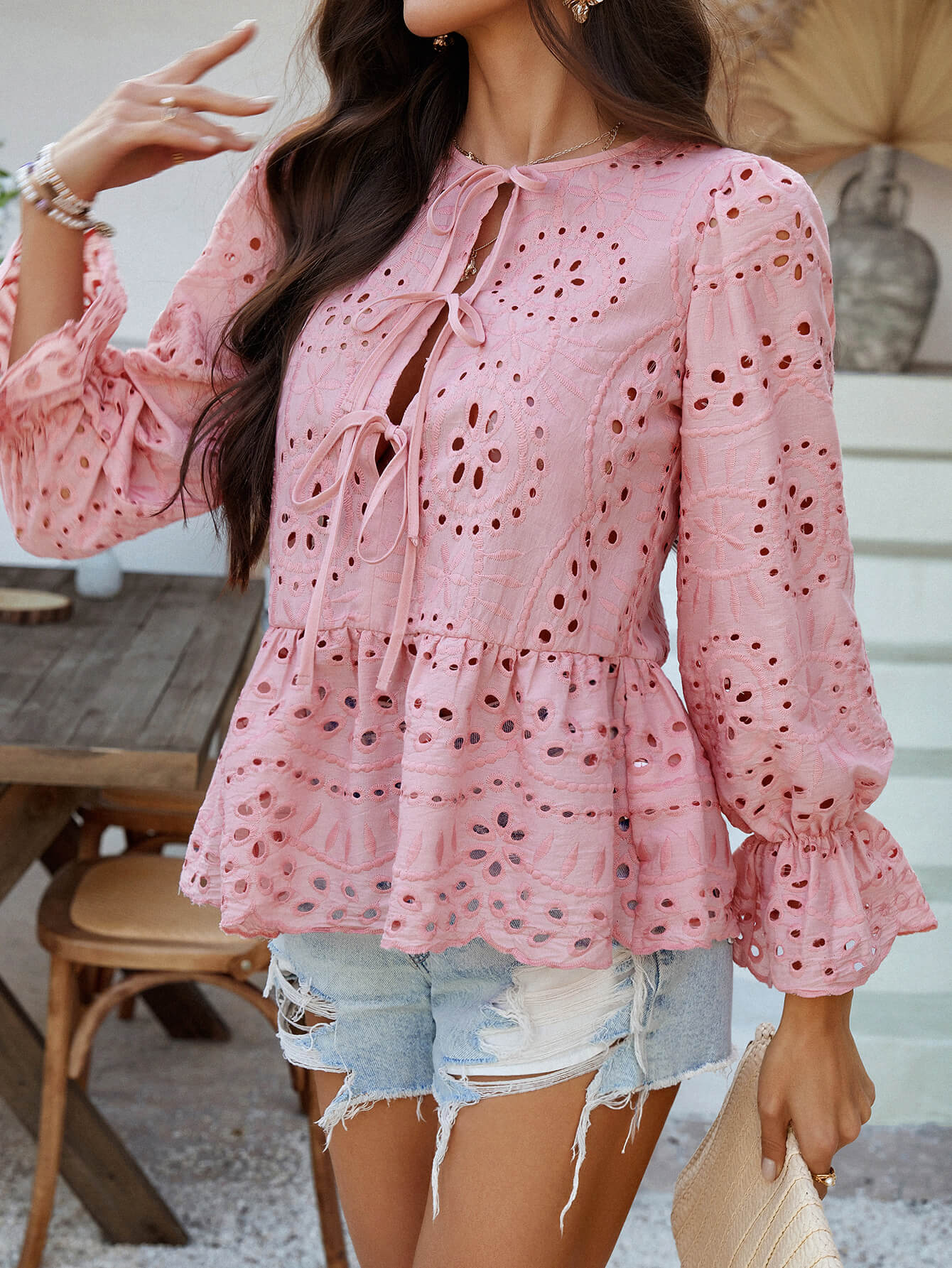 Girl Crush Perforated Lace Top - pink - Image 3