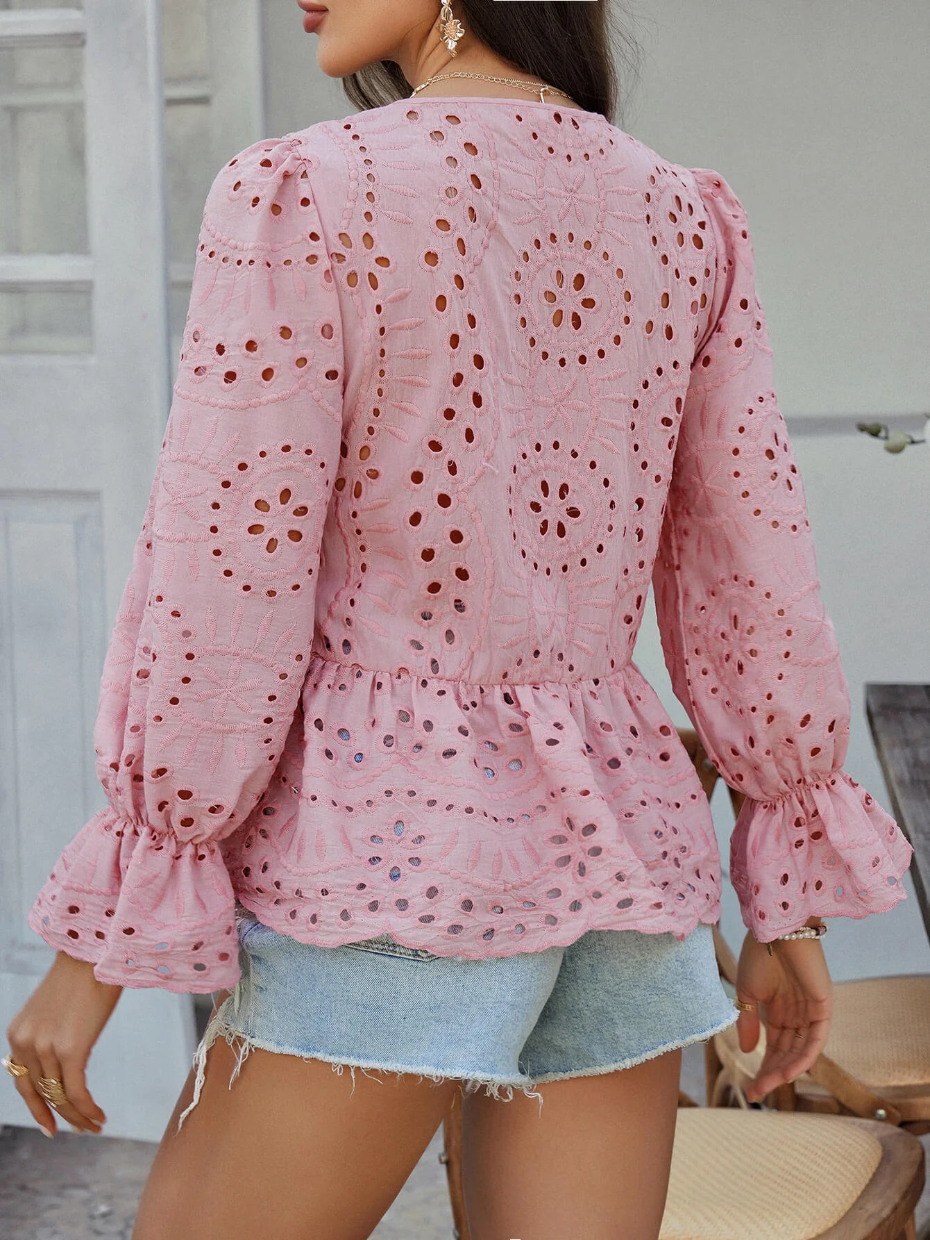 Girl Crush Perforated Lace Top - pink - Image 6
