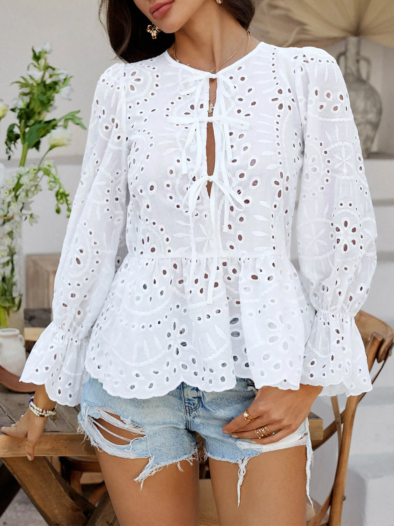 Girl Crush Perforated Lace Top - white - Image 3