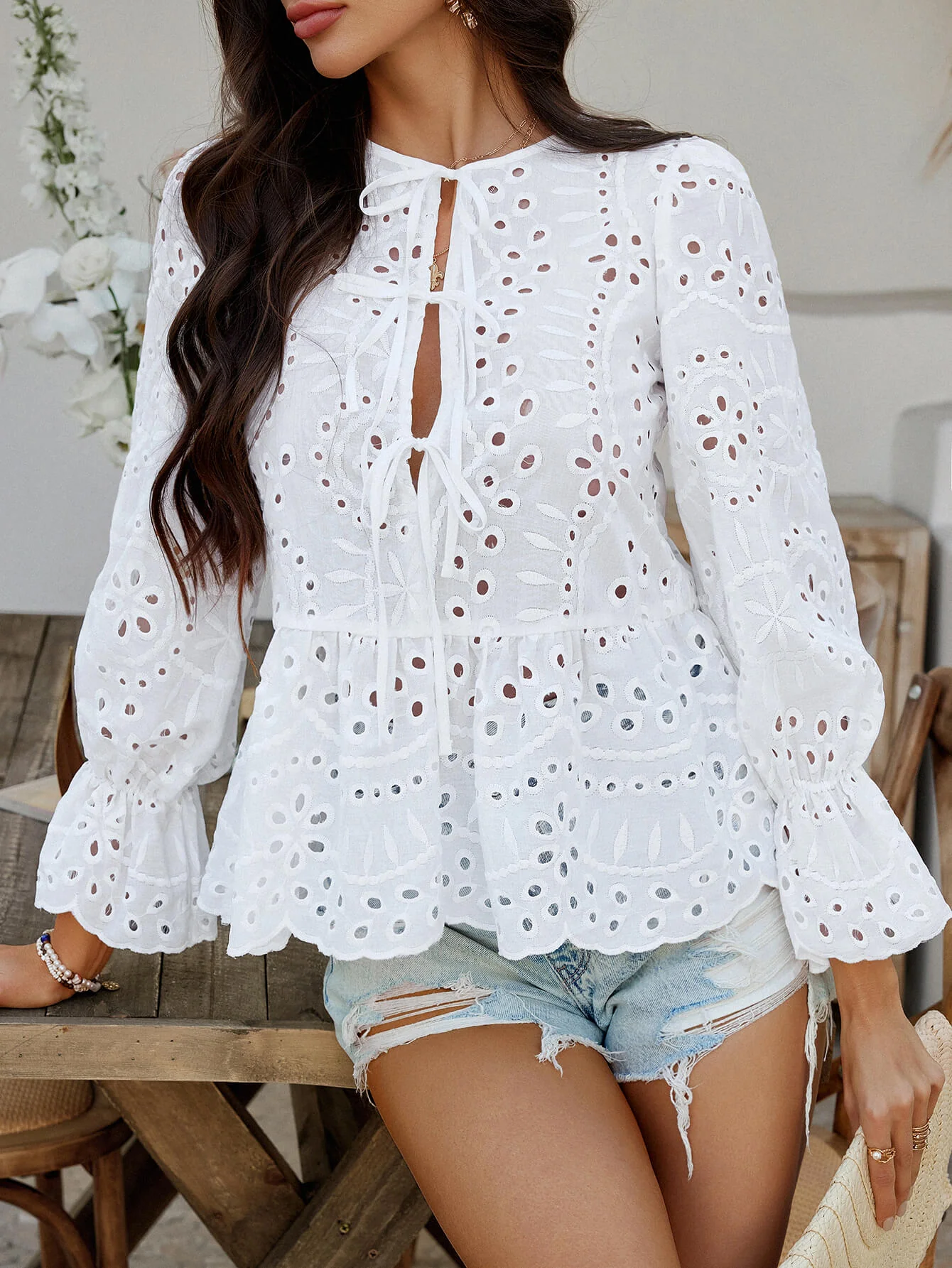 Girl Crush Perforated Lace Top - white - Image 6