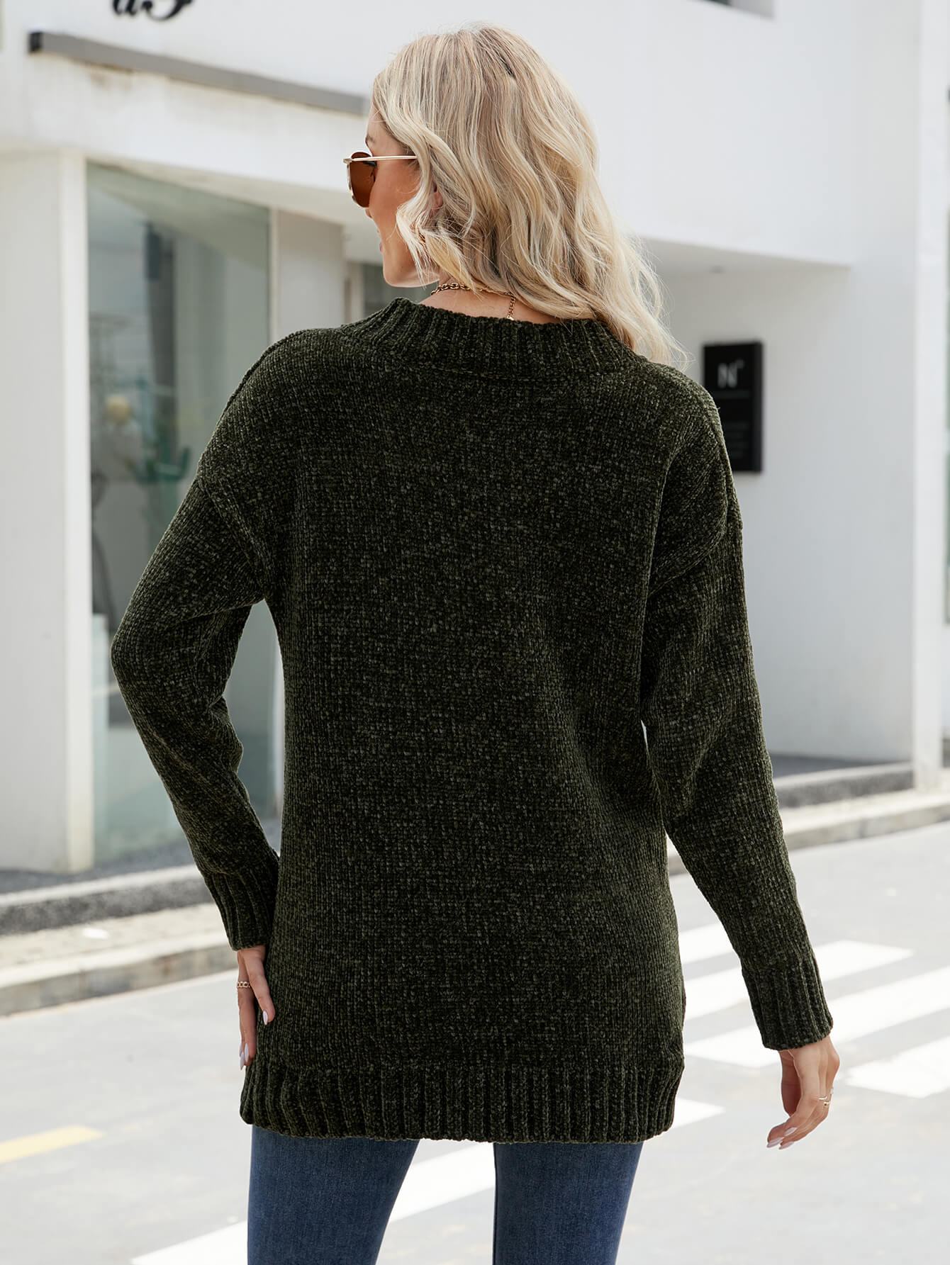 GLAM CHENILLE PULLOVER SWEATER - GREEN - Image 6