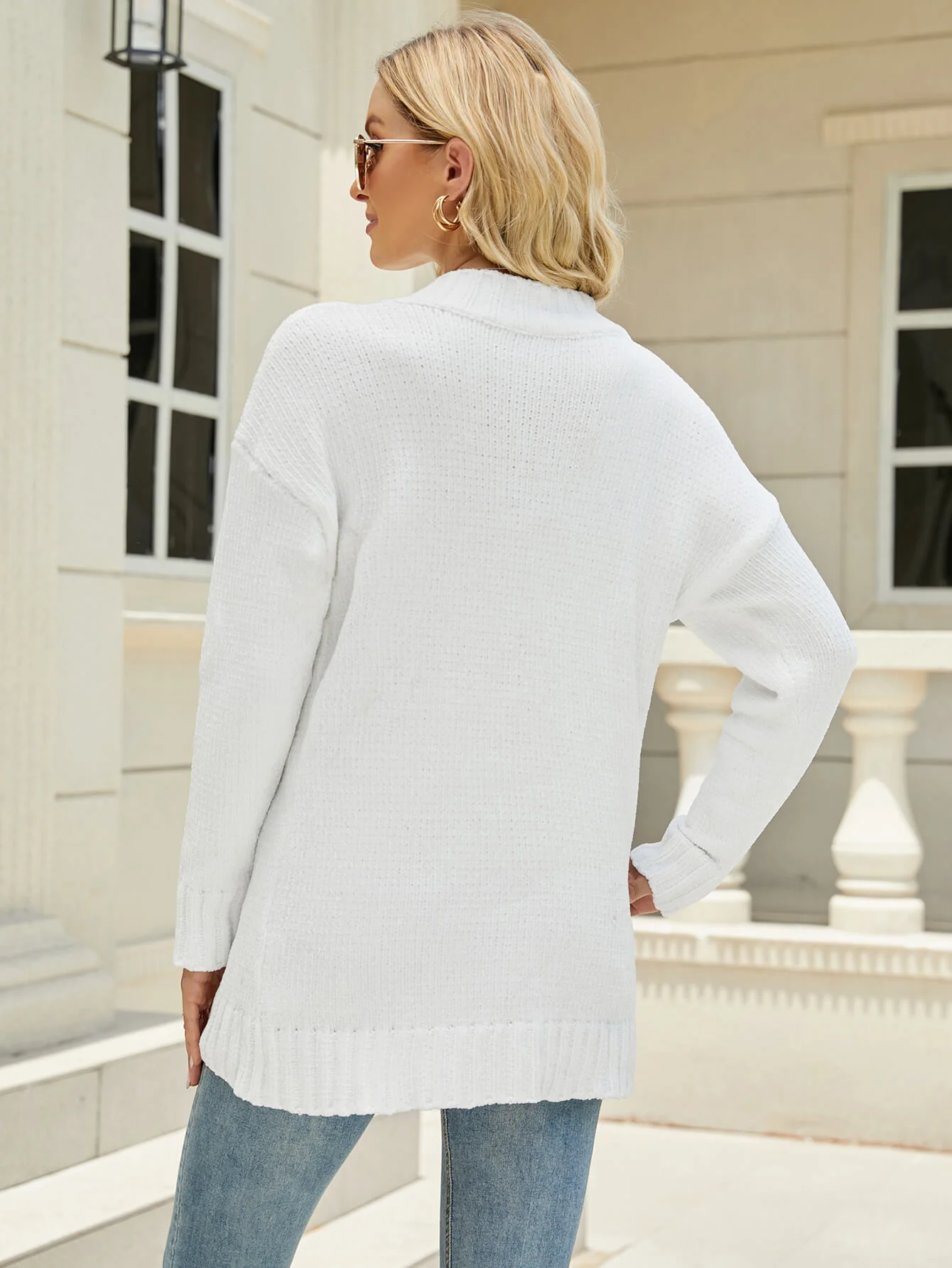GLAM CHENILLE PULLOVER SWEATER - WHITE - Image 6