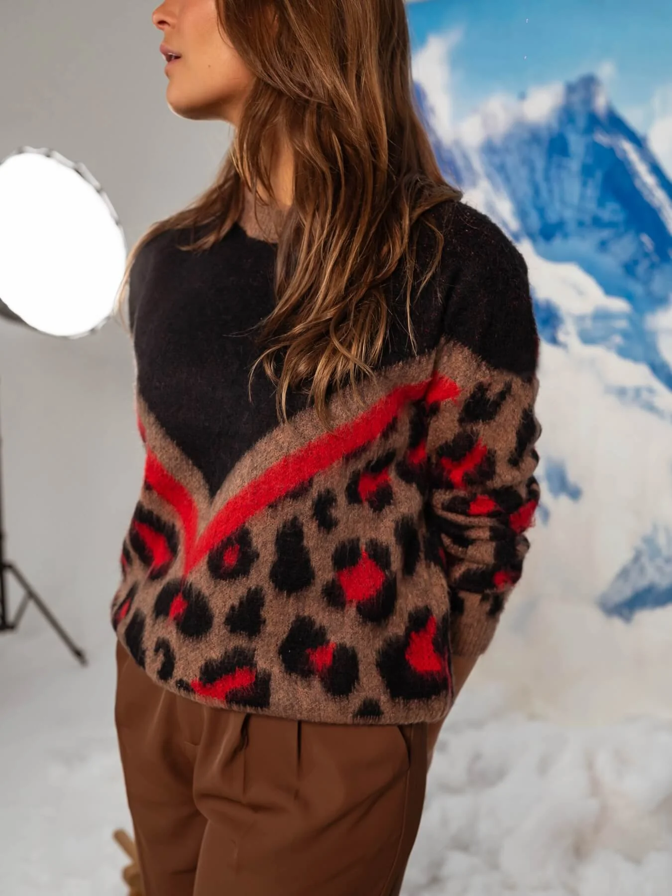 Glenmere Leopard Print Sweater - black - Image 4