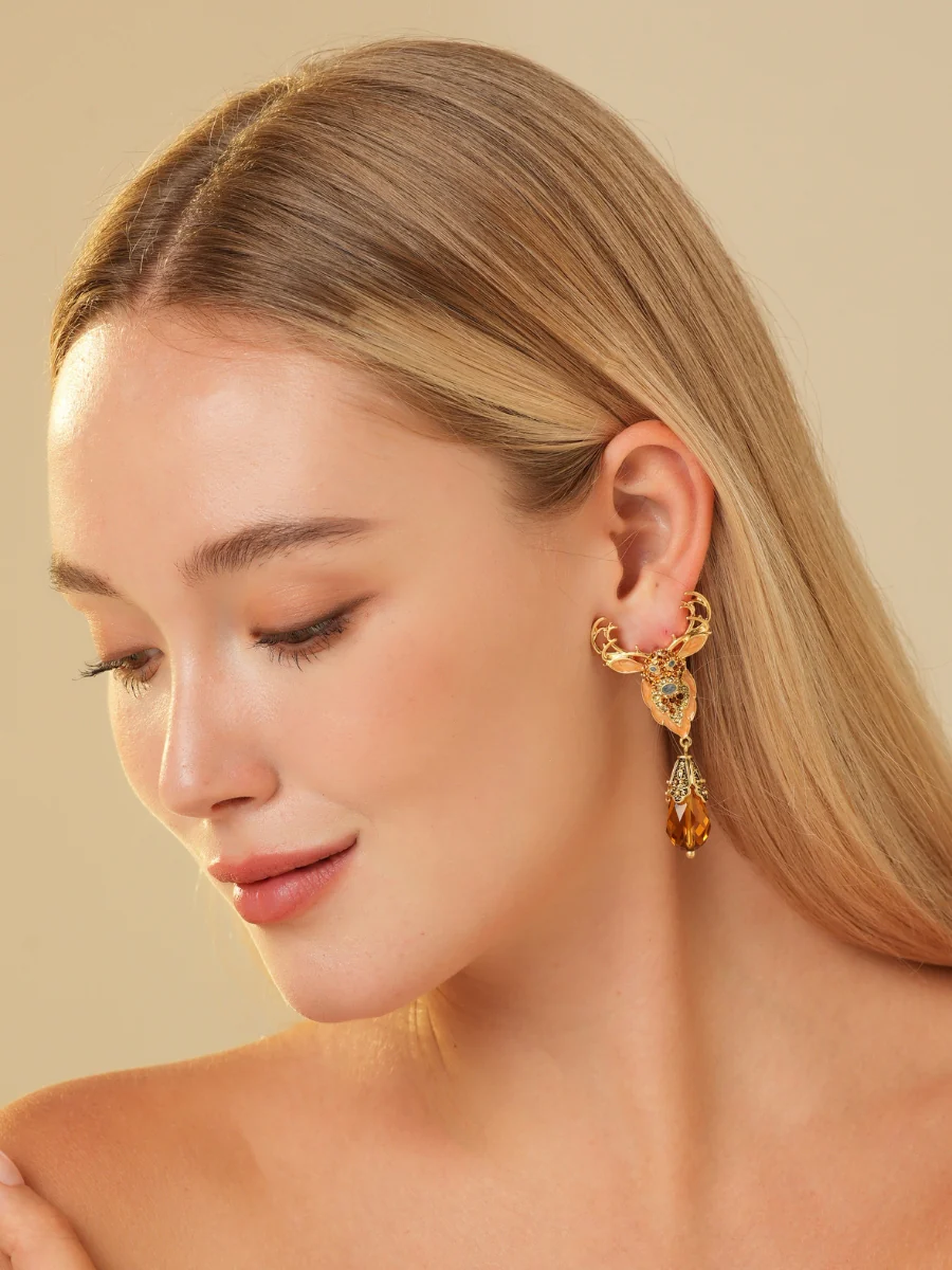 Bronze Plated Enamel Reindeer Earrings - Image 6