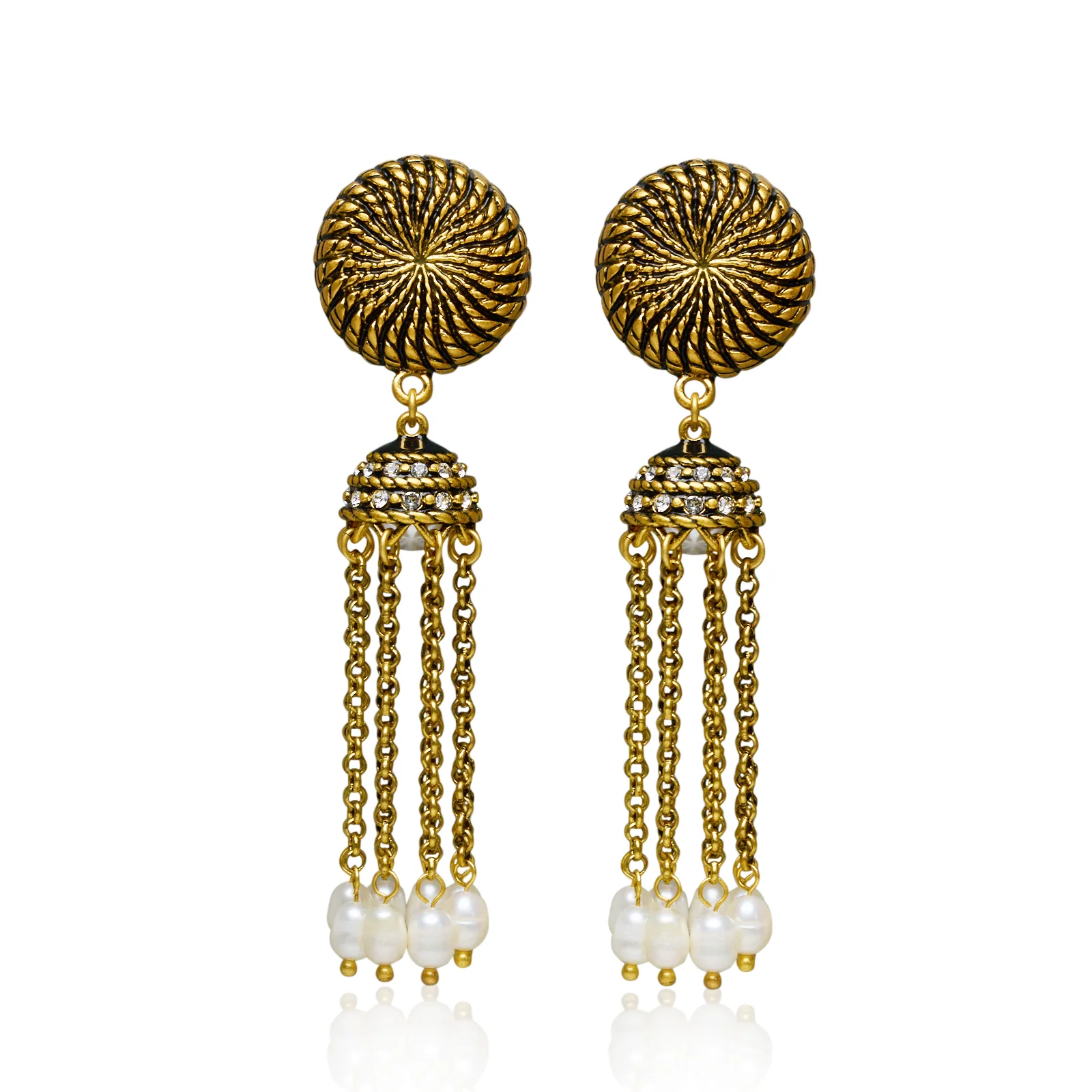 Golden Gatherings Tassel Chain Pearl Earrings - Image 8