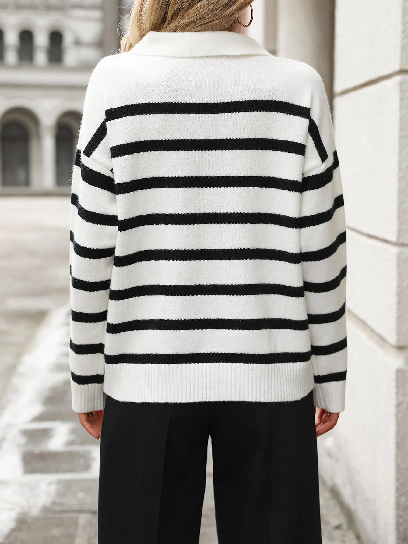 Graham Striped Polo Sweater - White - Image 6