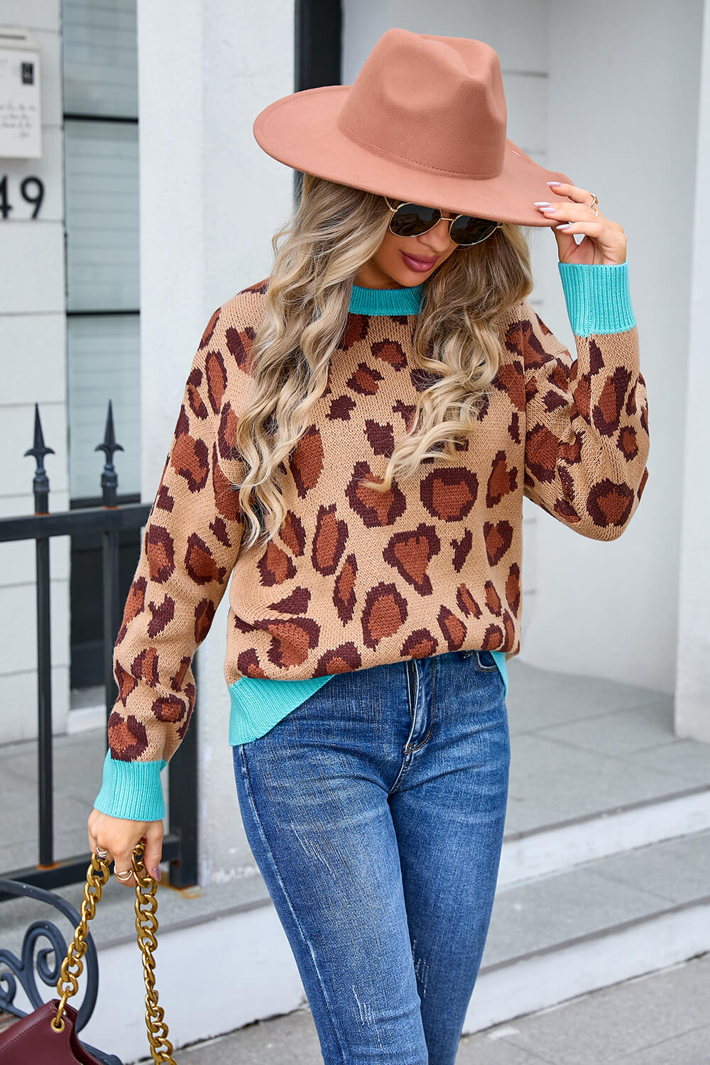 Gwenyth Leopard Knit Sweater - Khaki - Image 2