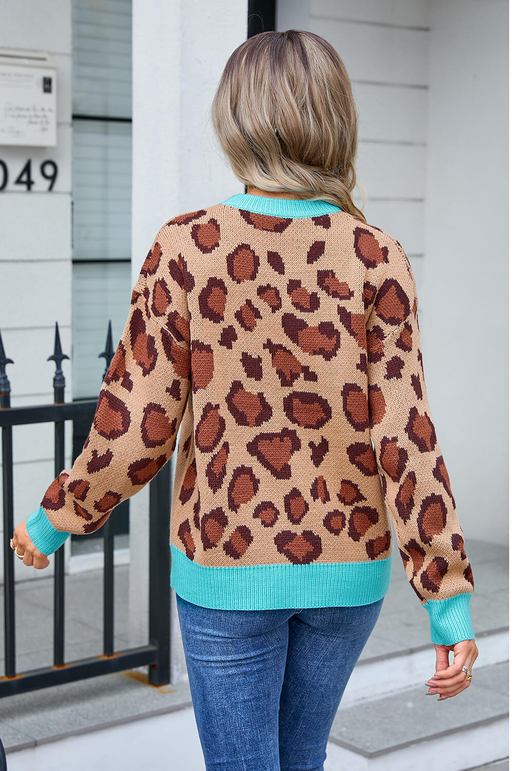 Gwenyth Leopard Knit Sweater - Khaki - Image 6