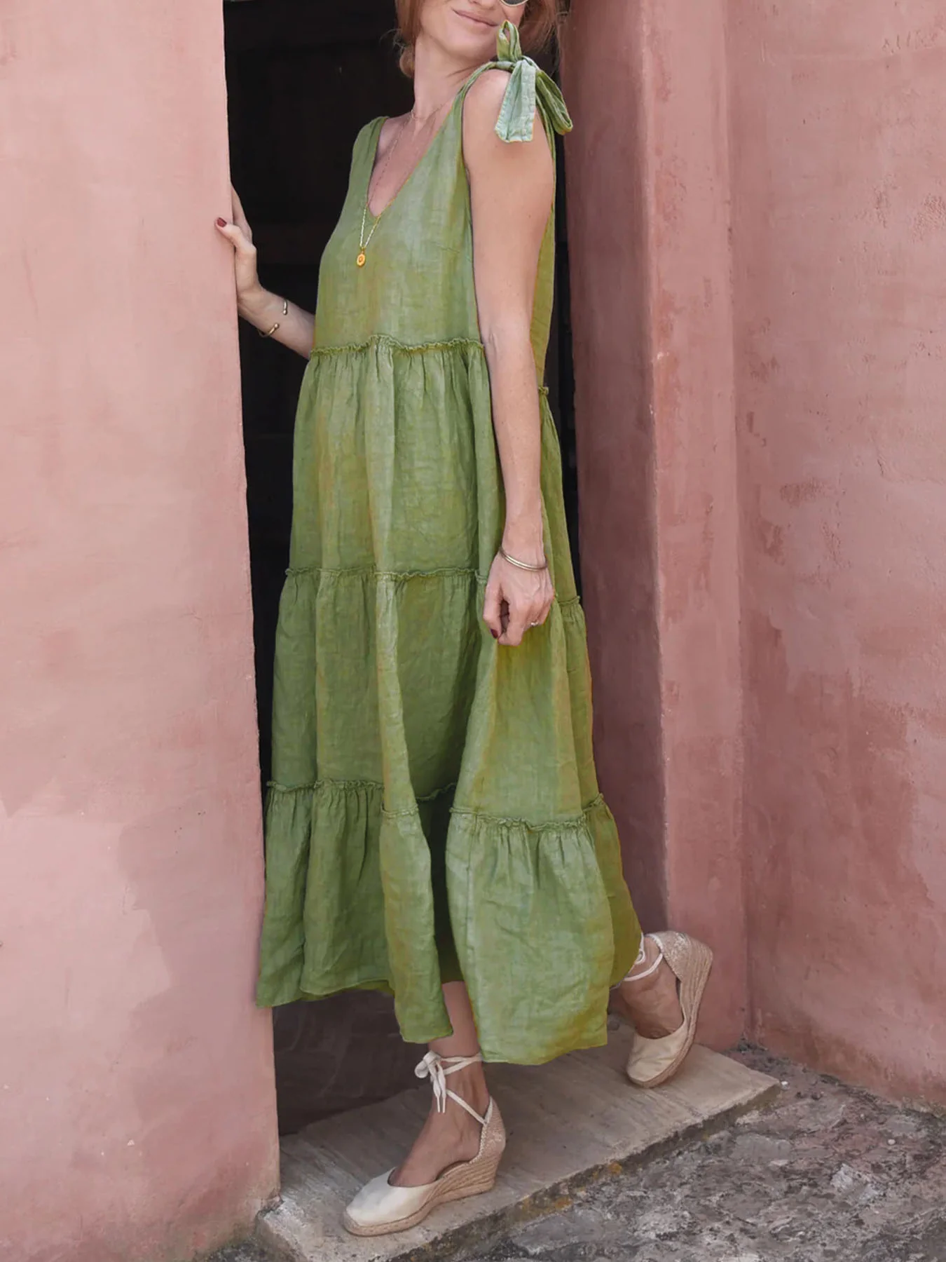 Hadley Tiered Linen Maxi Dress - Image 2