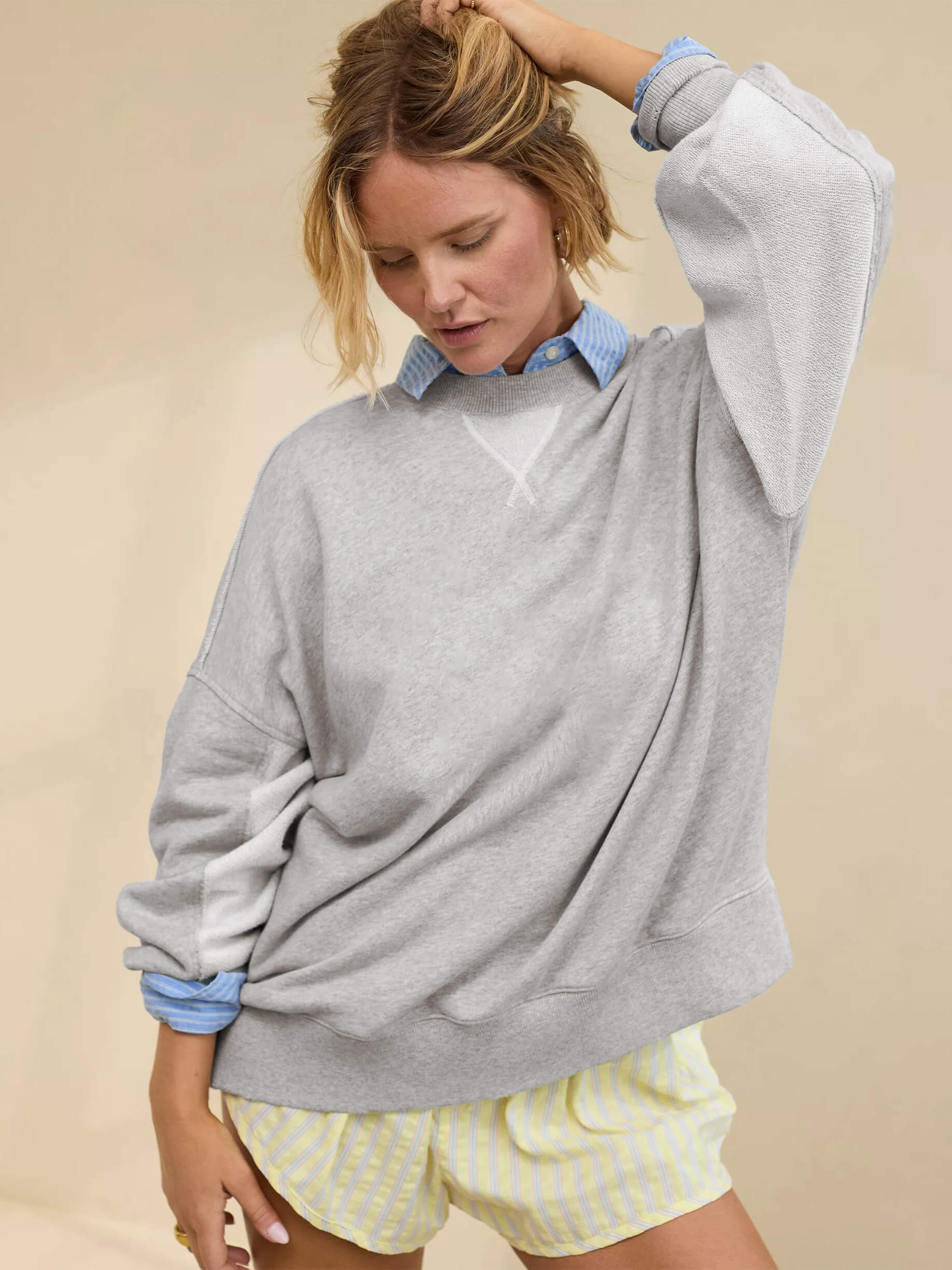 Hamptons Cotton Blend Pullover Sweater - Ash - Image 3