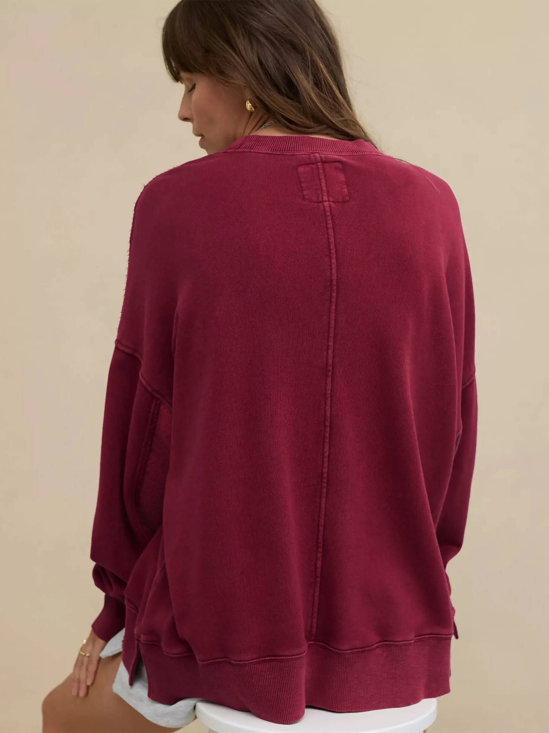 Hamptons Cotton Blend Pullover Sweater - Burgundy - Image 3