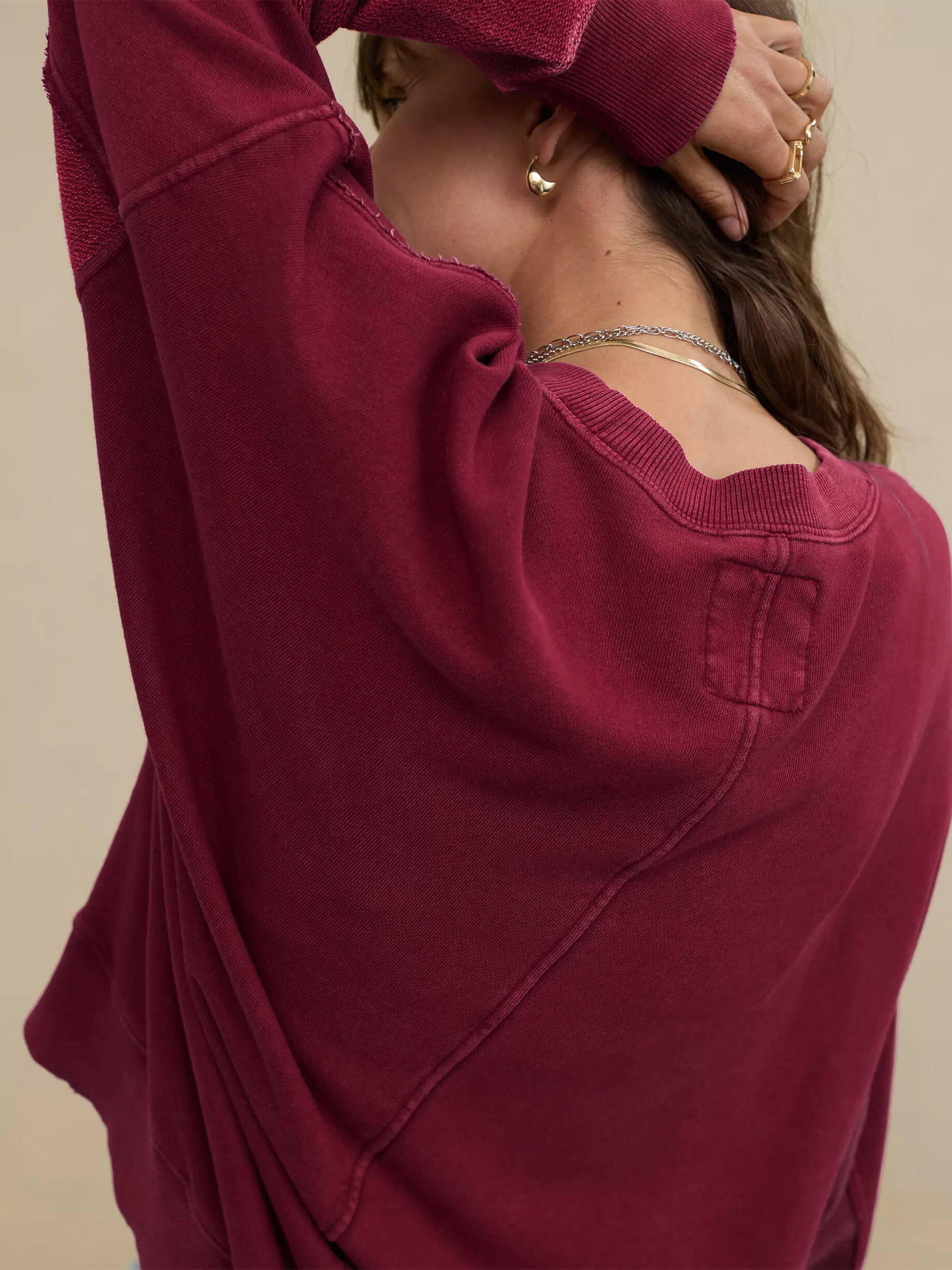 Hamptons Cotton Blend Pullover Sweater - Burgundy - Image 4