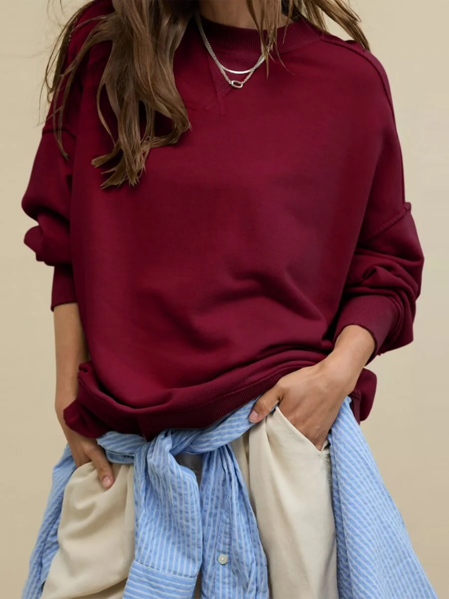 Hamptons Cotton Blend Pullover Sweater - Burgundy - Image 5