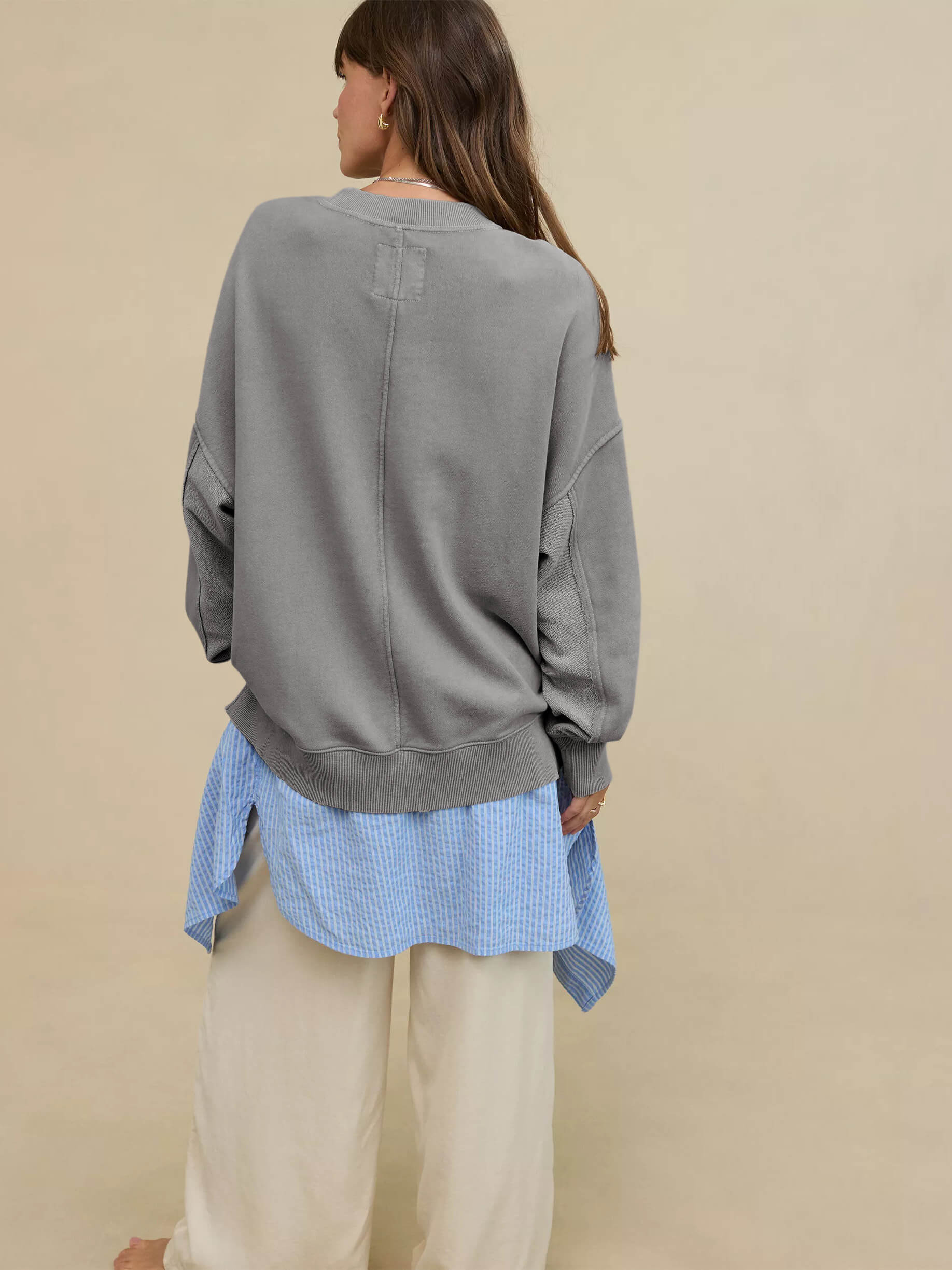 Hamptons Cotton Blend Pullover Sweater - Grey - Image 4