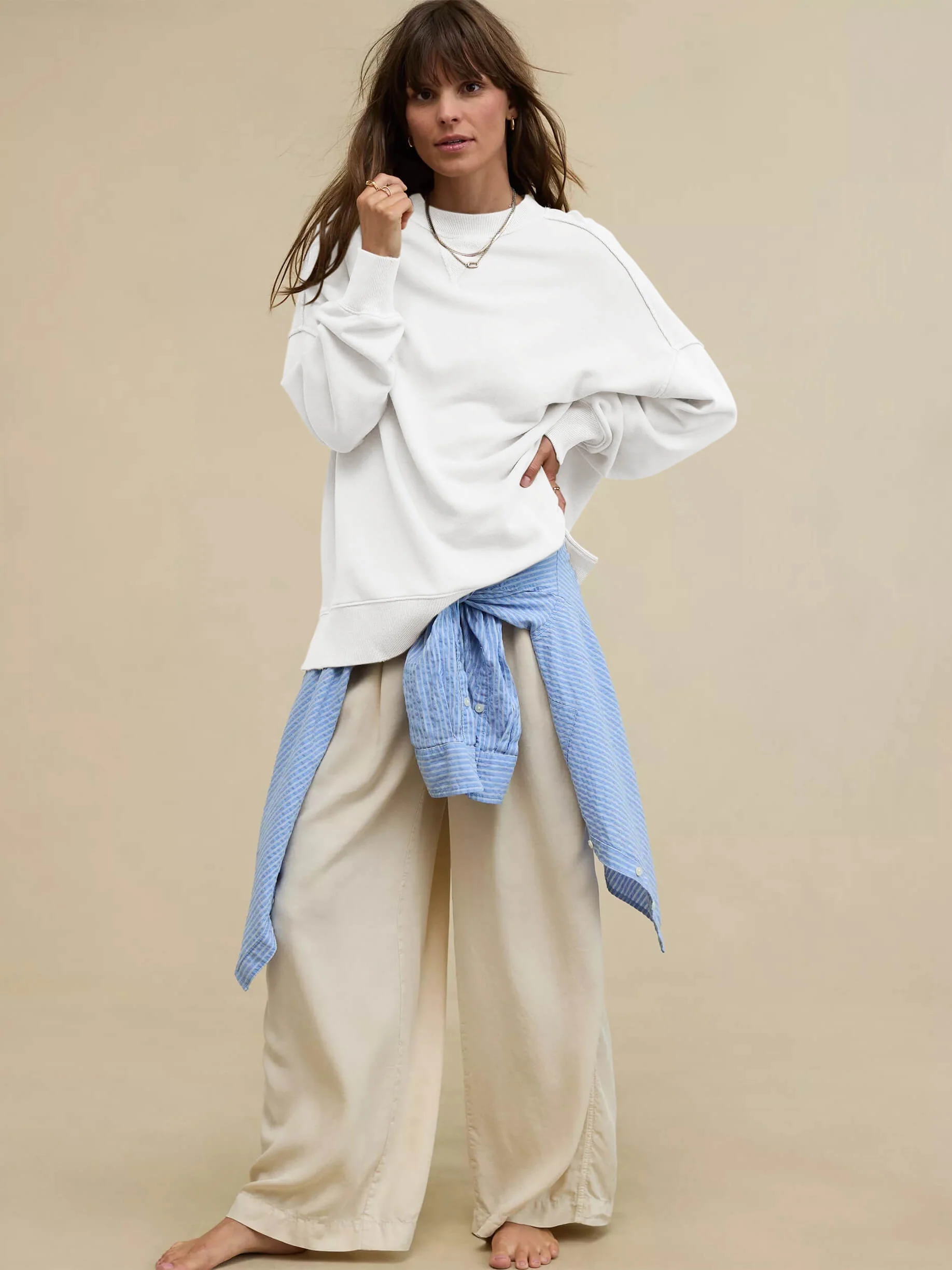 Hamptons Cotton Blend Pullover Sweater - White - Image 3