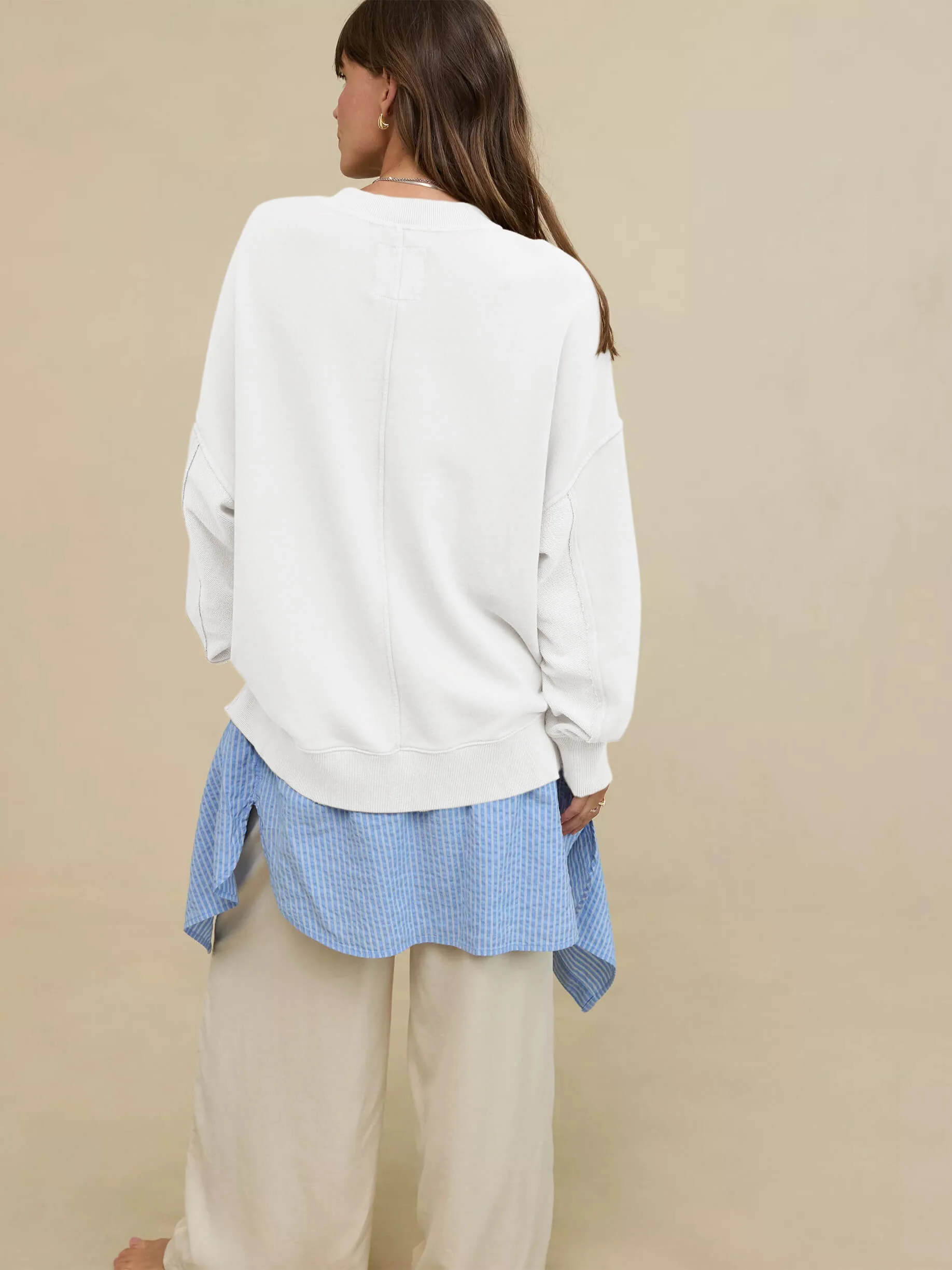 Hamptons Cotton Blend Pullover Sweater - White - Image 4