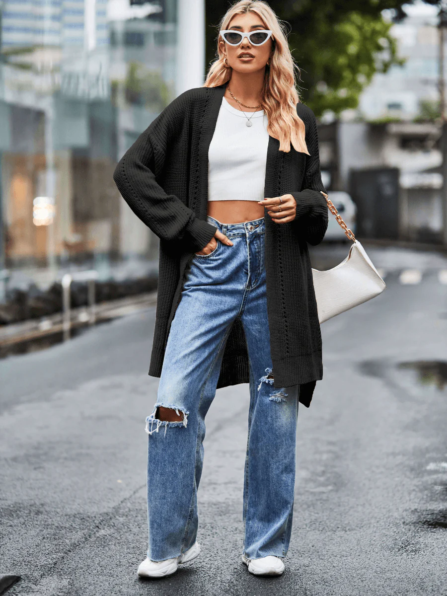 Hanson Oversized Knit Duster - Black - Image 2