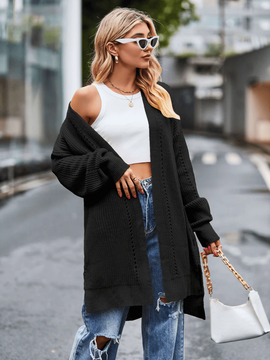 Hanson Oversized Knit Duster - Black - Image 4