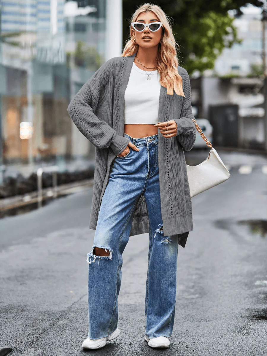 Hanson Oversized Knit Duster - Grey - Image 2