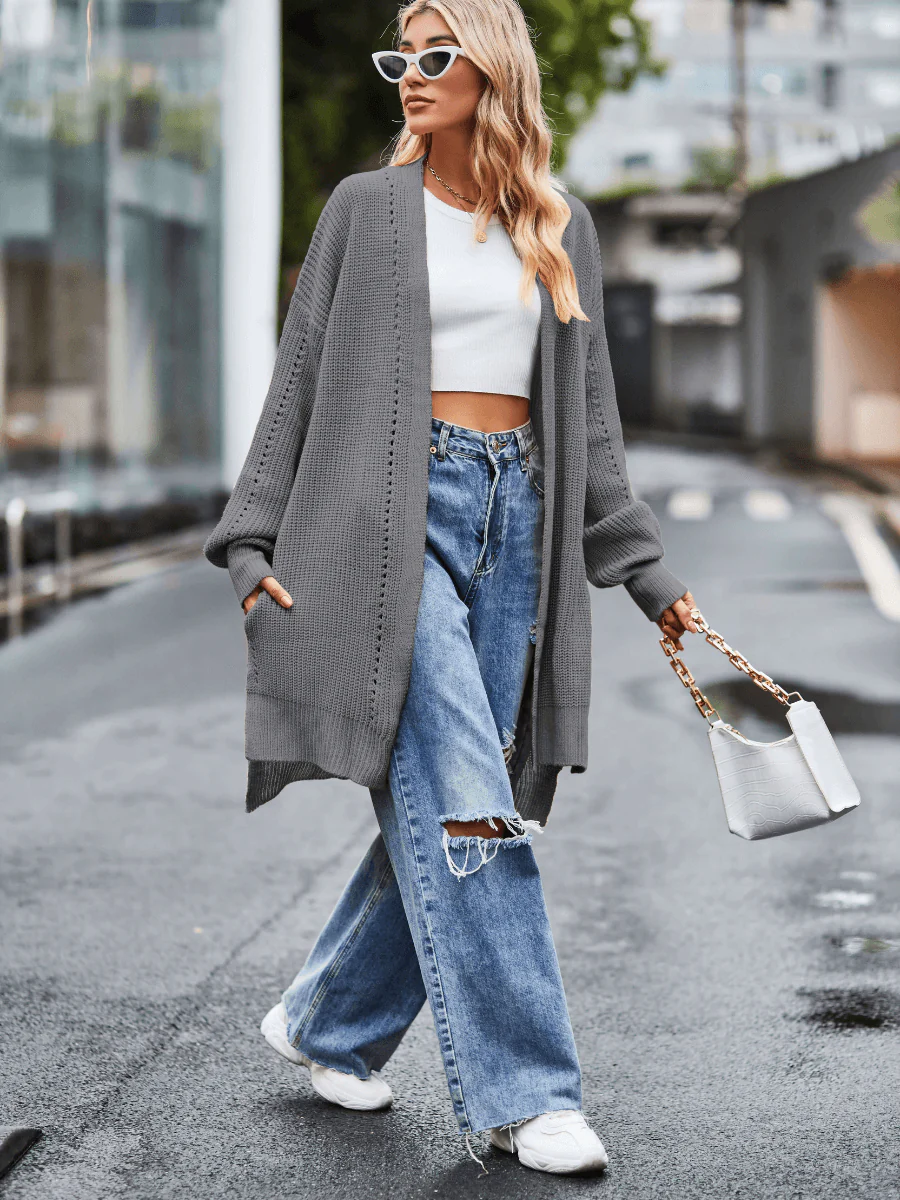 Hanson Oversized Knit Duster - Grey - Image 4