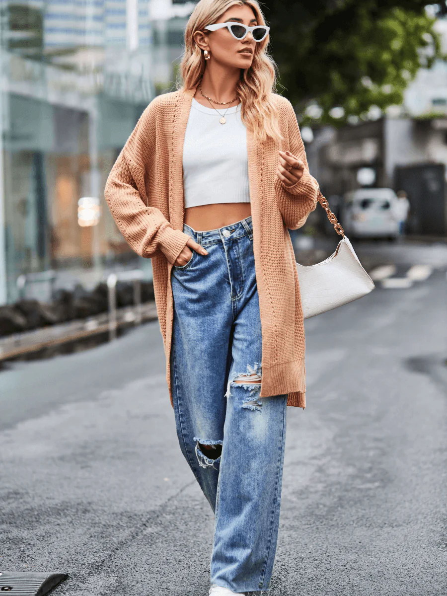 Hanson Oversized Knit Duster - Khaki - Image 3
