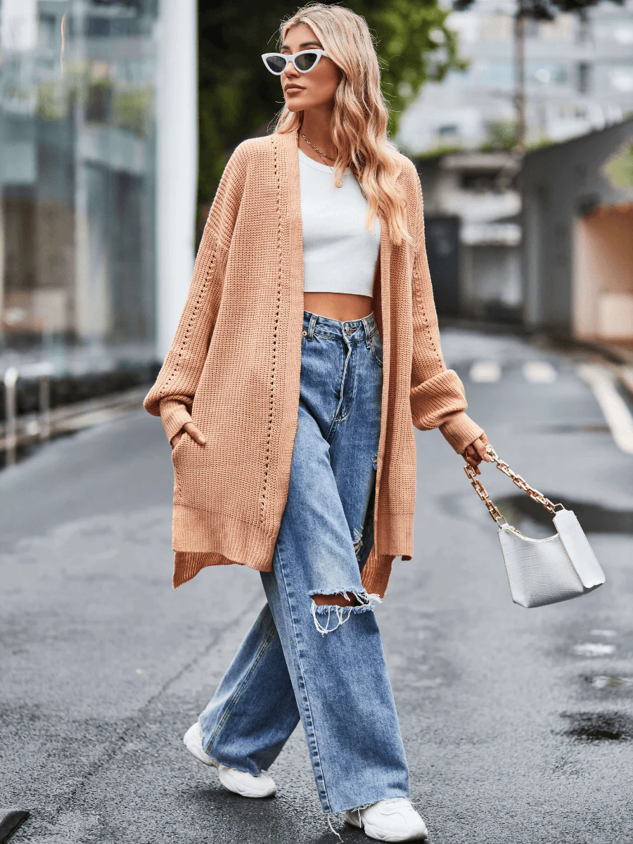 Hanson Oversized Knit Duster - Khaki - Image 5