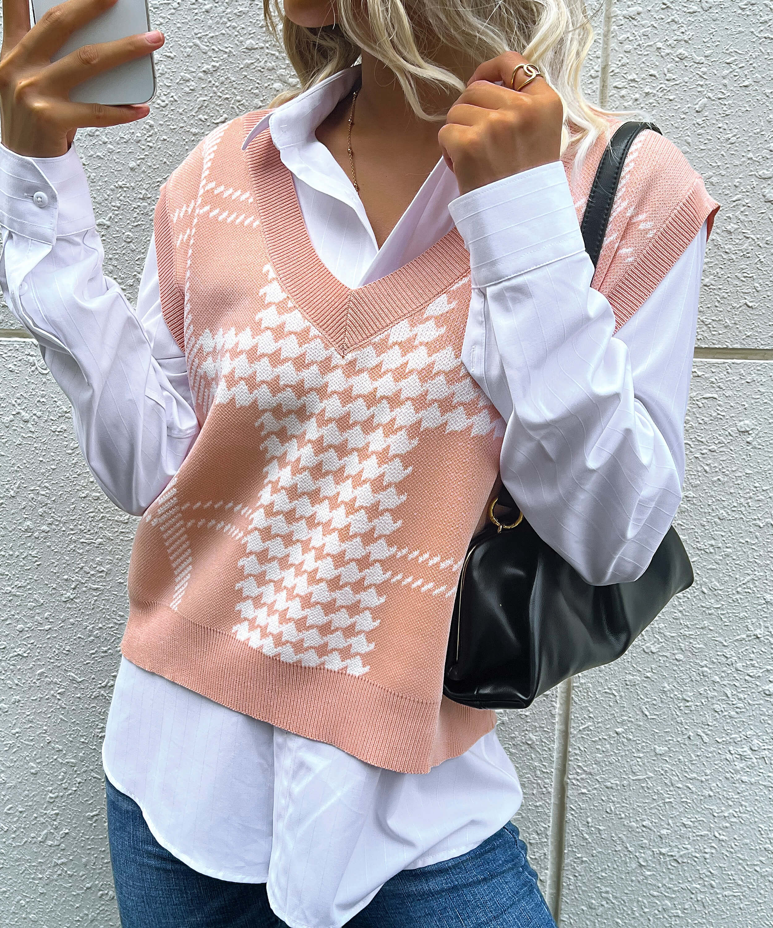 Harvard Knit Sweater Vest - Pink - Image 4