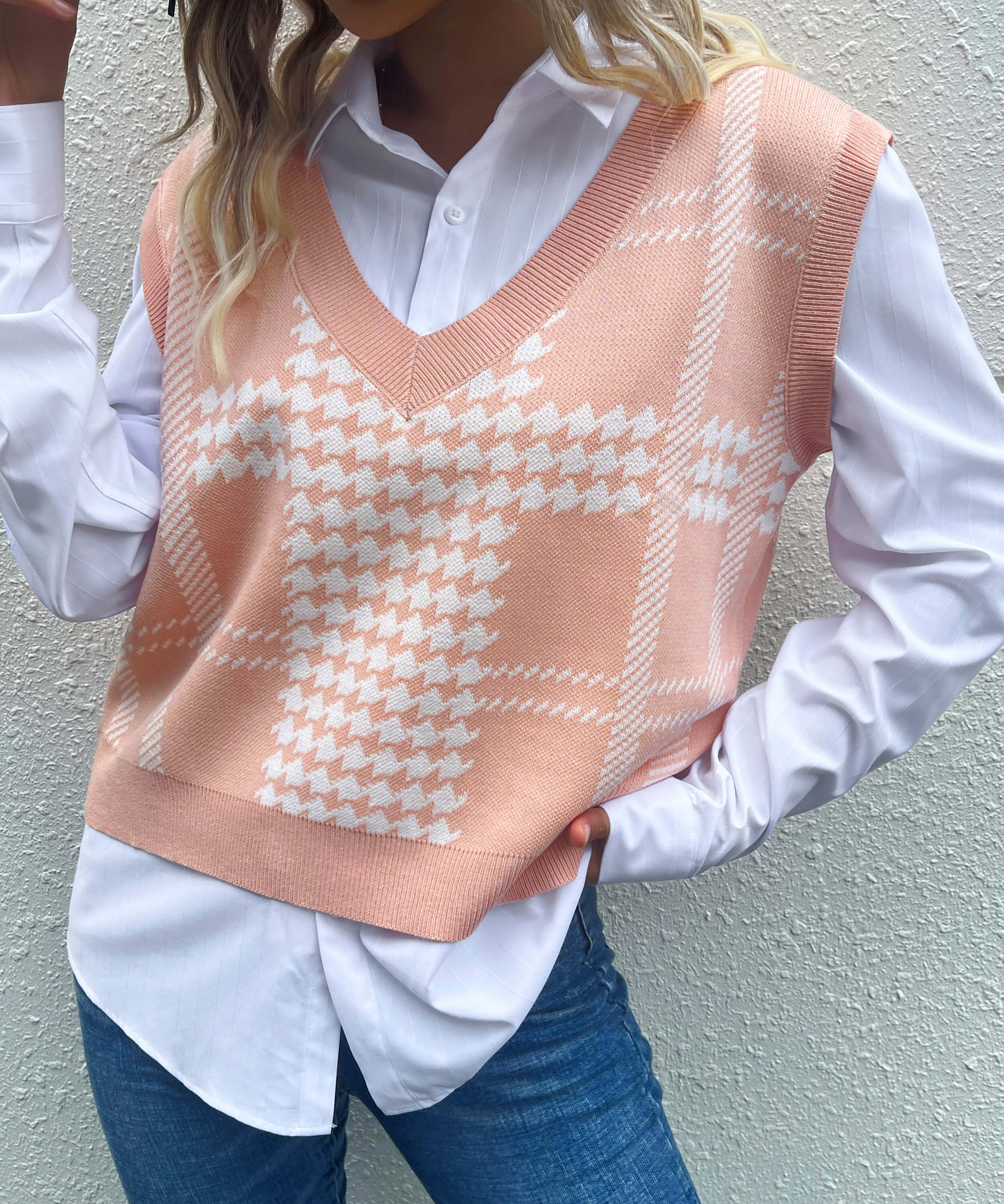 Harvard Knit Sweater Vest - Pink - Image 5