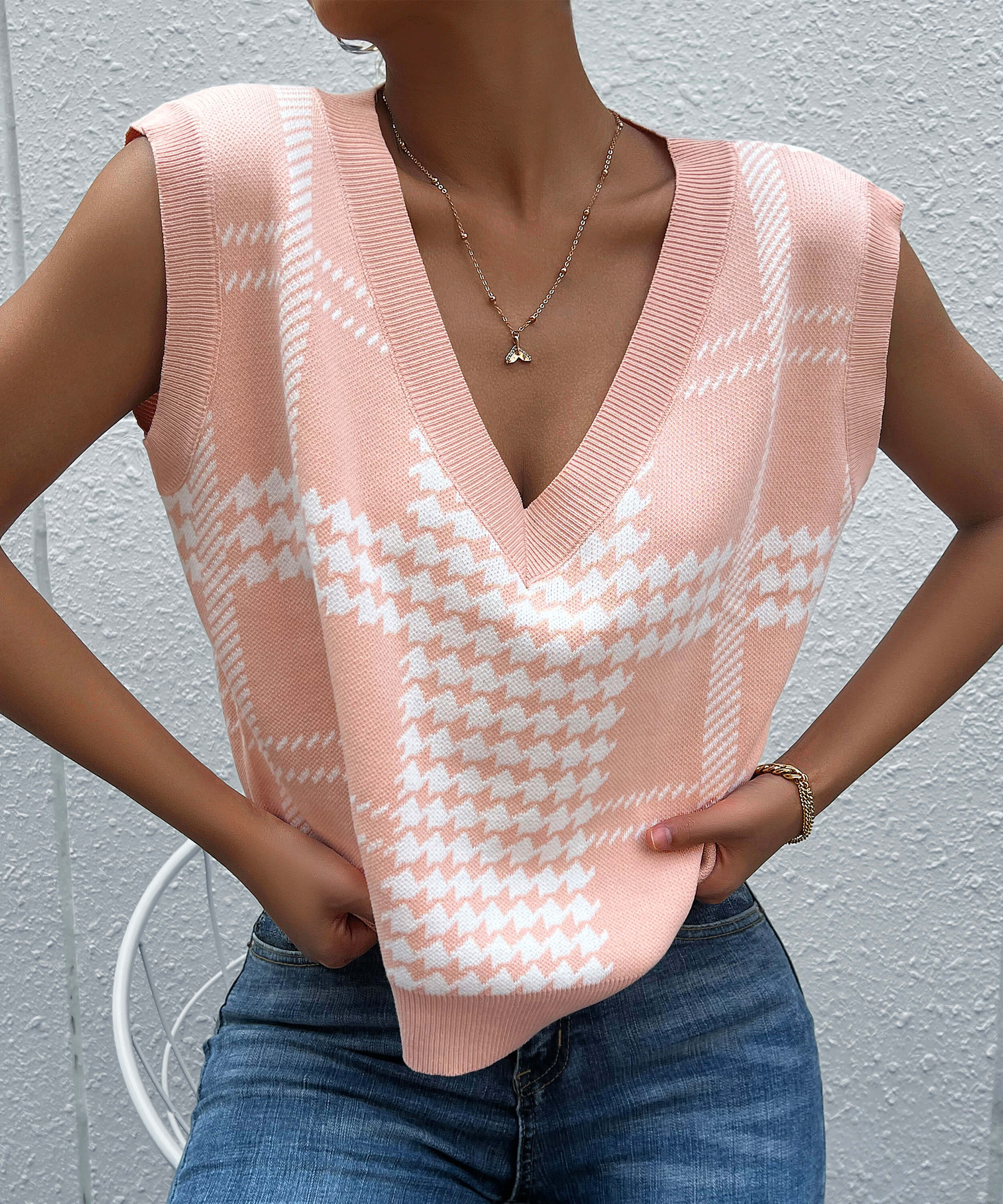 Harvard Knit Sweater Vest - Pink - Image 6