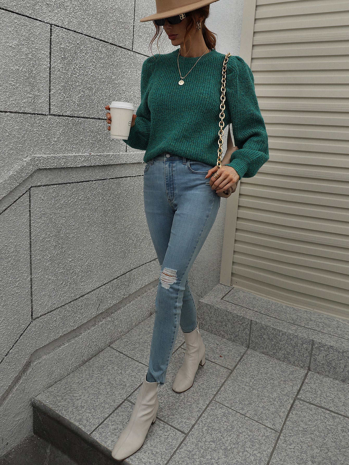 HARVIE KNIT TOP - RACING GREEN - Image 2
