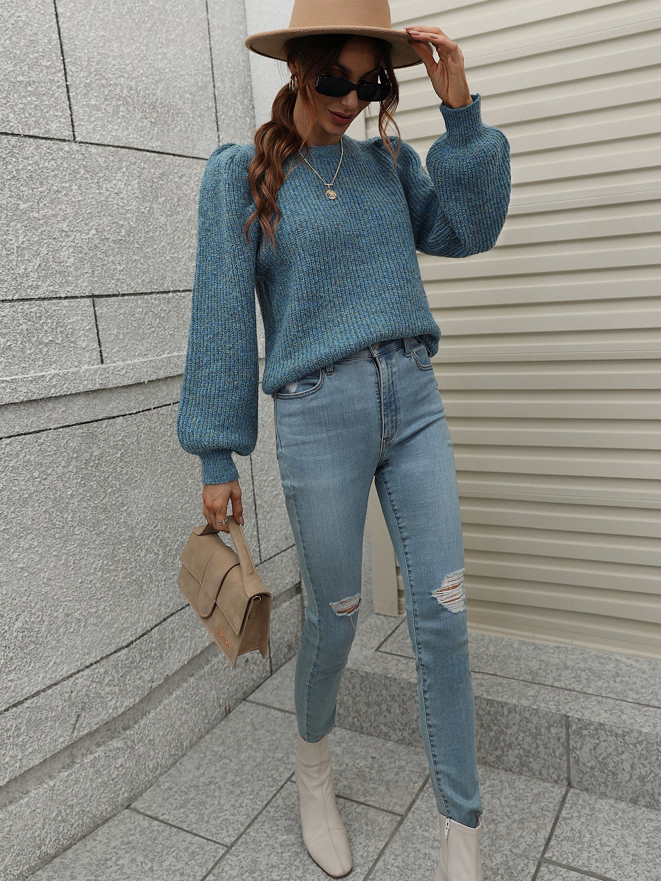HARVIE KNIT TOP - YALE BLUE - Image 2