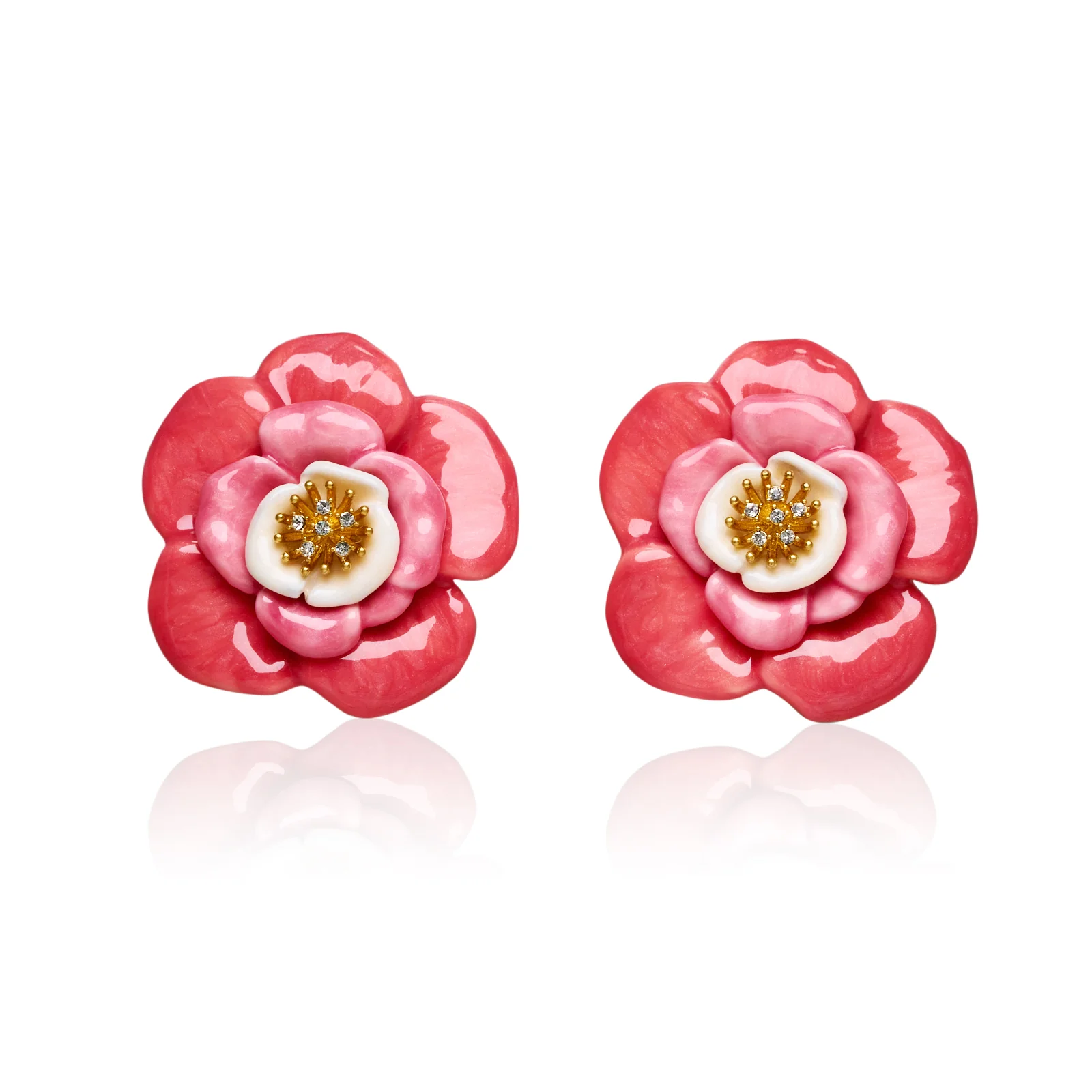 Hawaii Hibiscus Brushed Enamel Stud Earrings - Image 9
