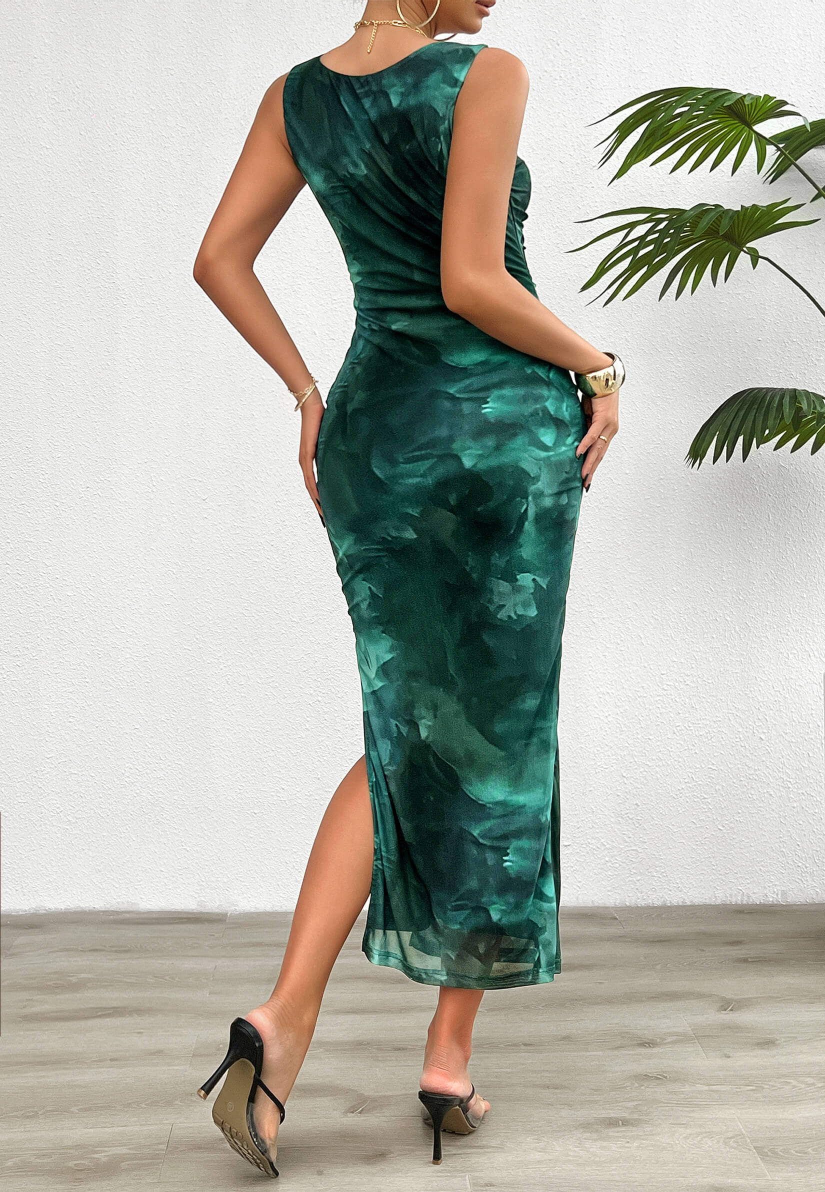 Hayden Floral Tank Maxi Dress - Green - Image 3