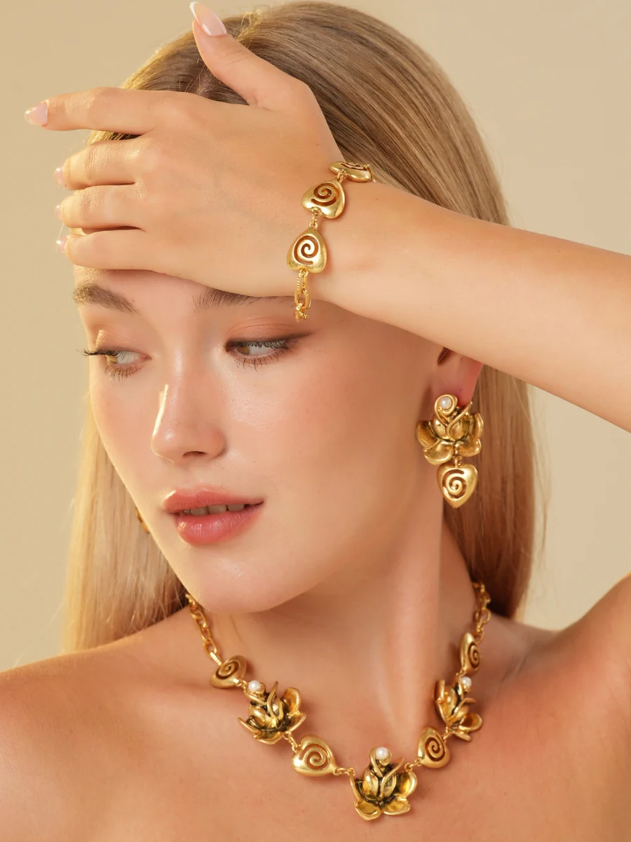 Heart Bloom Gold Plated Pearl Drop Earrings - Image 8