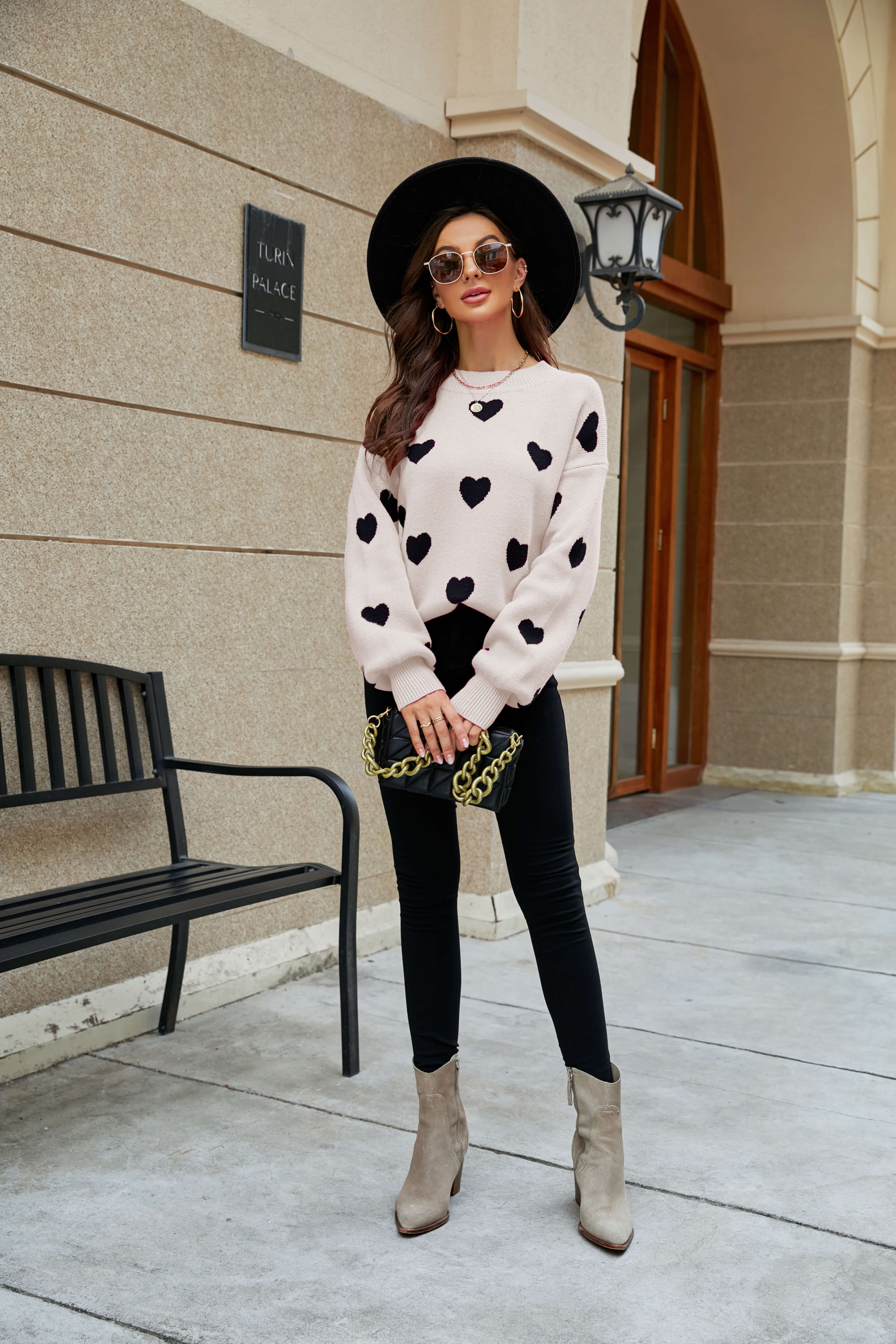 Heart Letter Oversized Pullover Knit Sweater - Image 4