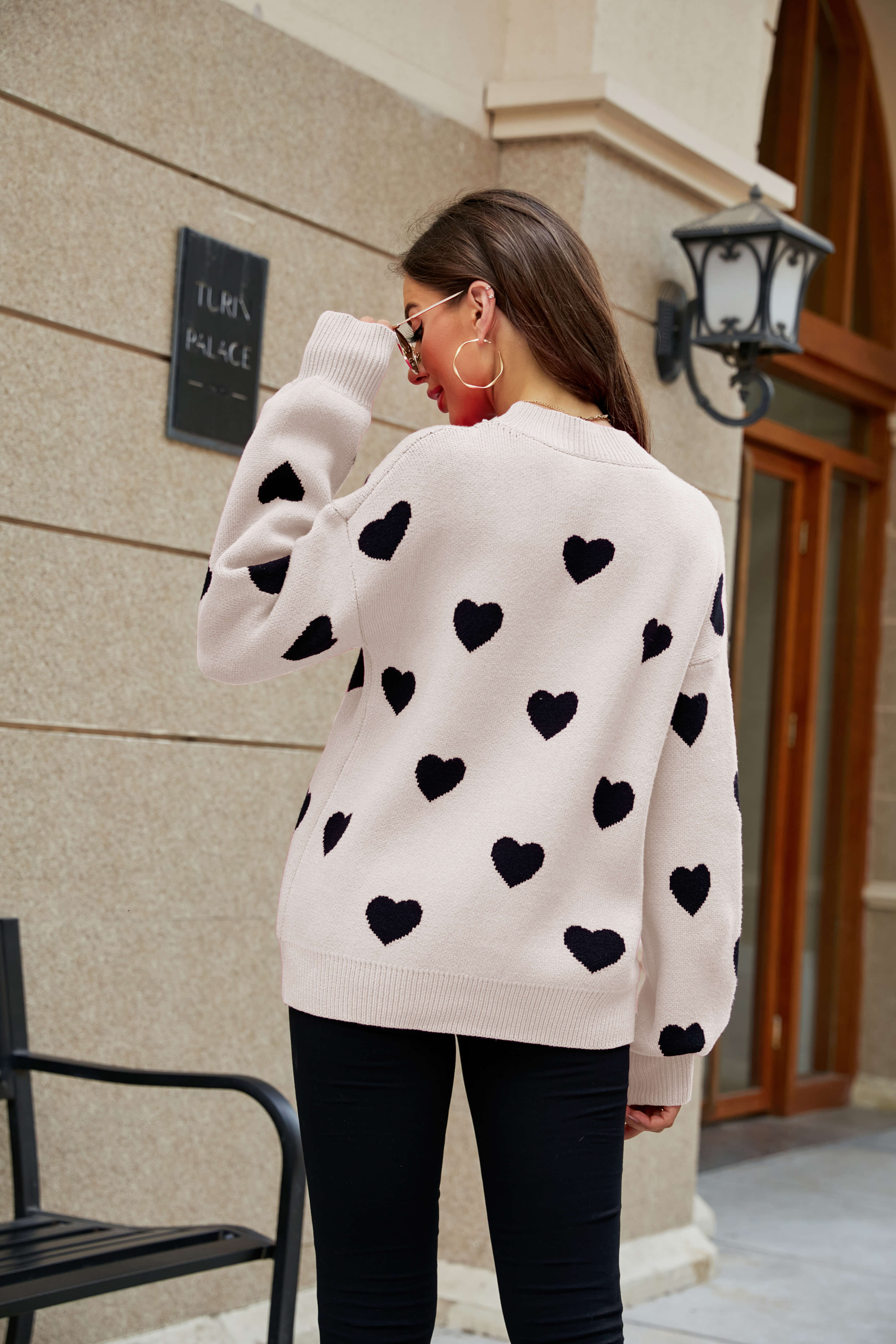 Heart Letter Oversized Pullover Knit Sweater - Image 6