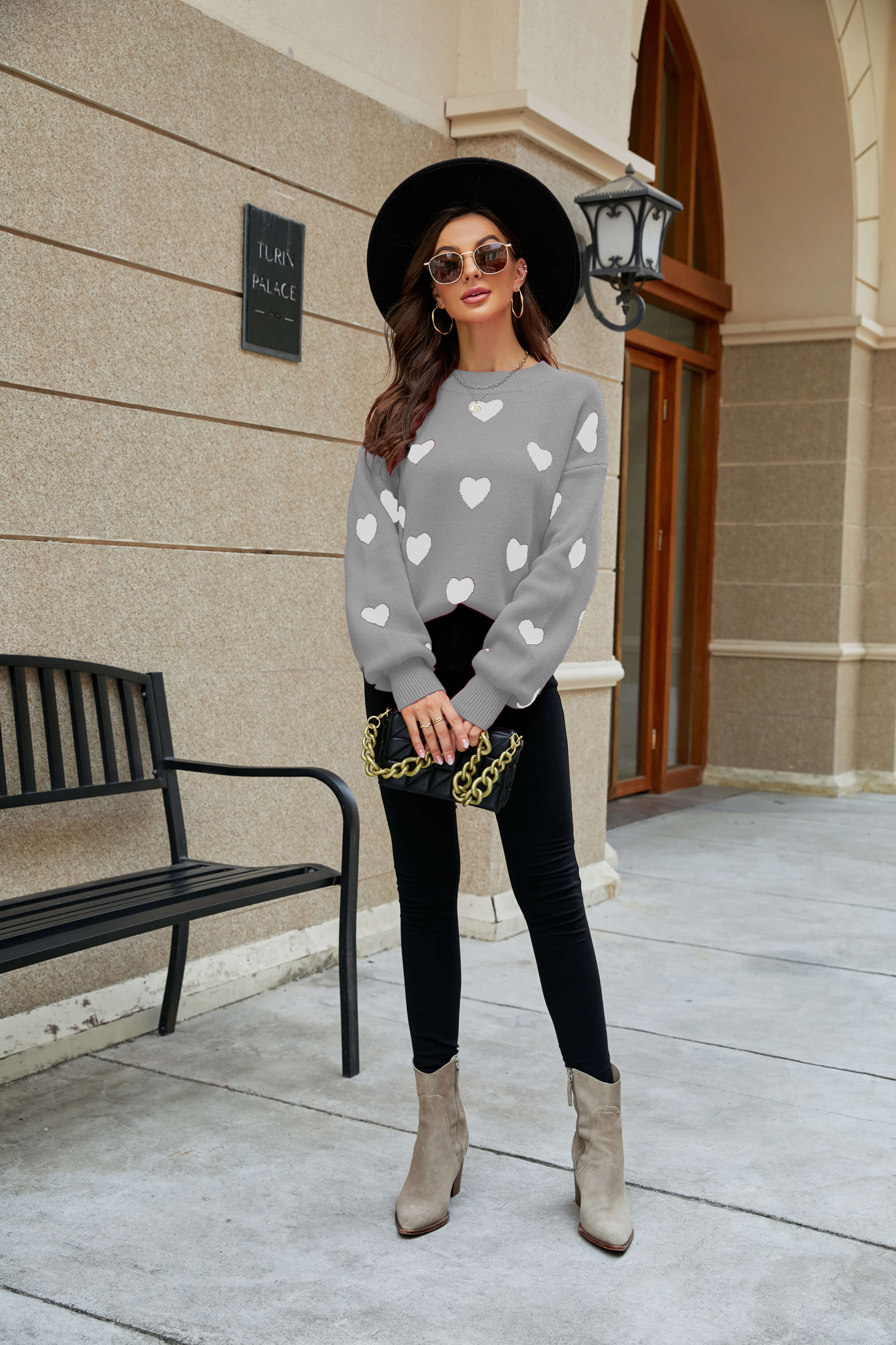 Heart Letter Oversized Pullover Knit Sweater - Image 7