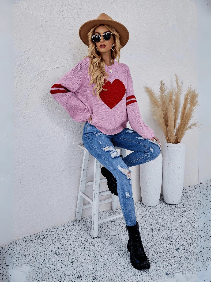 Heart To Heart Pullover Knit Sweater