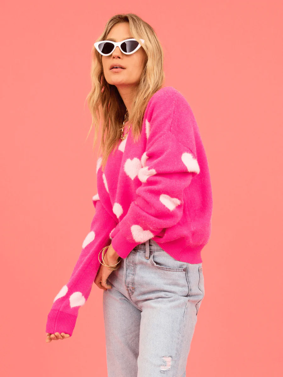 Heart To Valentine Pullover Sweater - Pink - Image 2