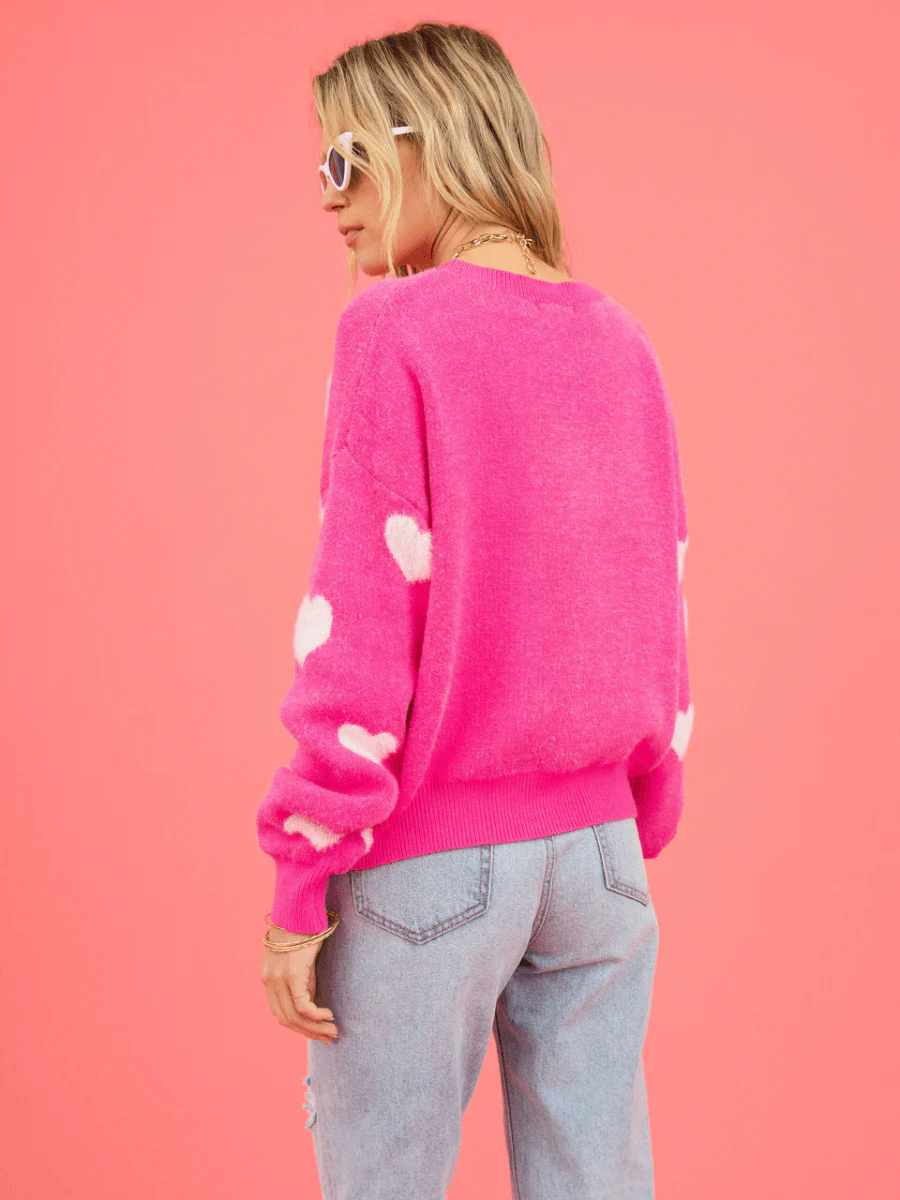 Heart To Valentine Pullover Sweater - Pink - Image 3