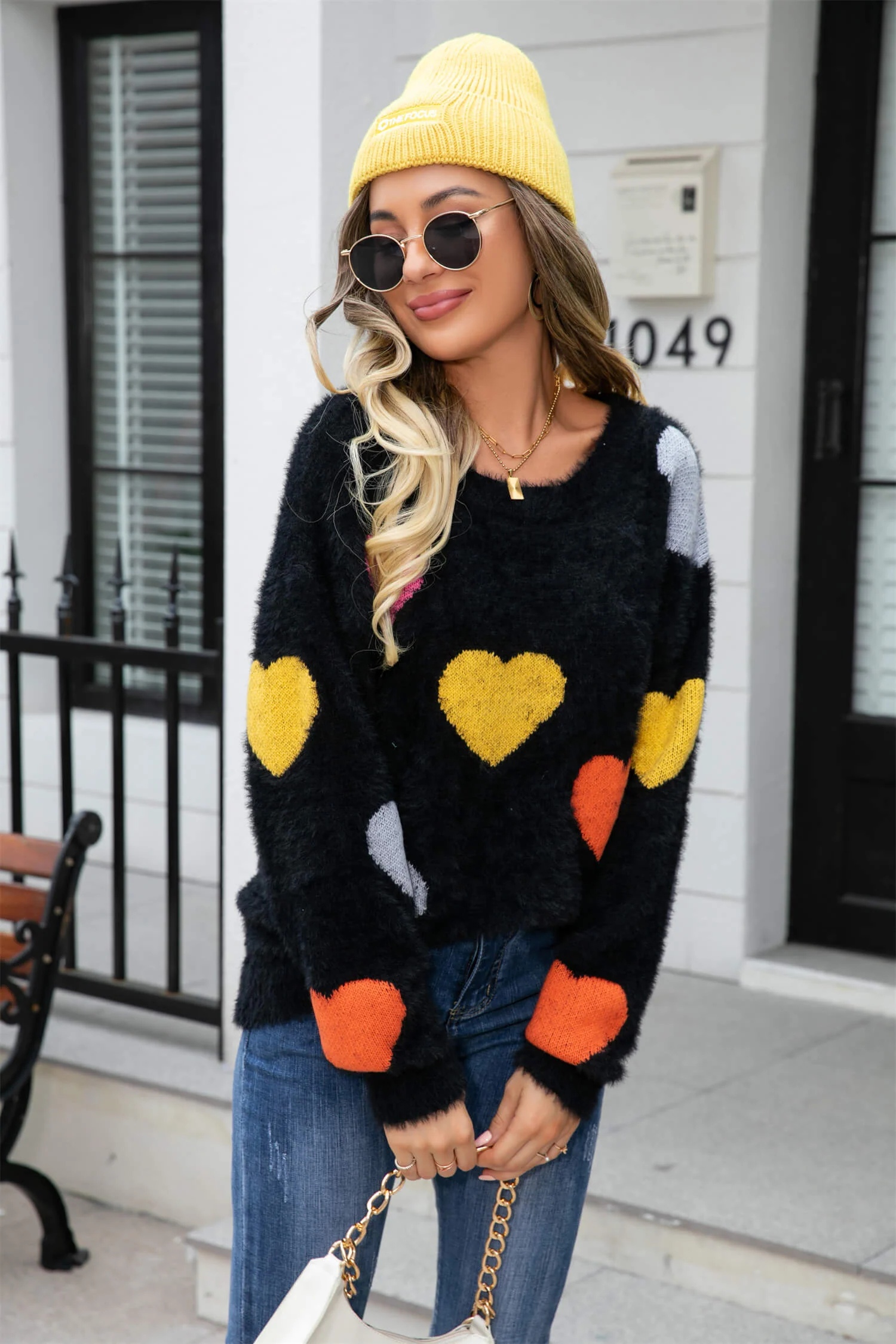 Hearty Valentine Knit Sweater - Black - Image 3