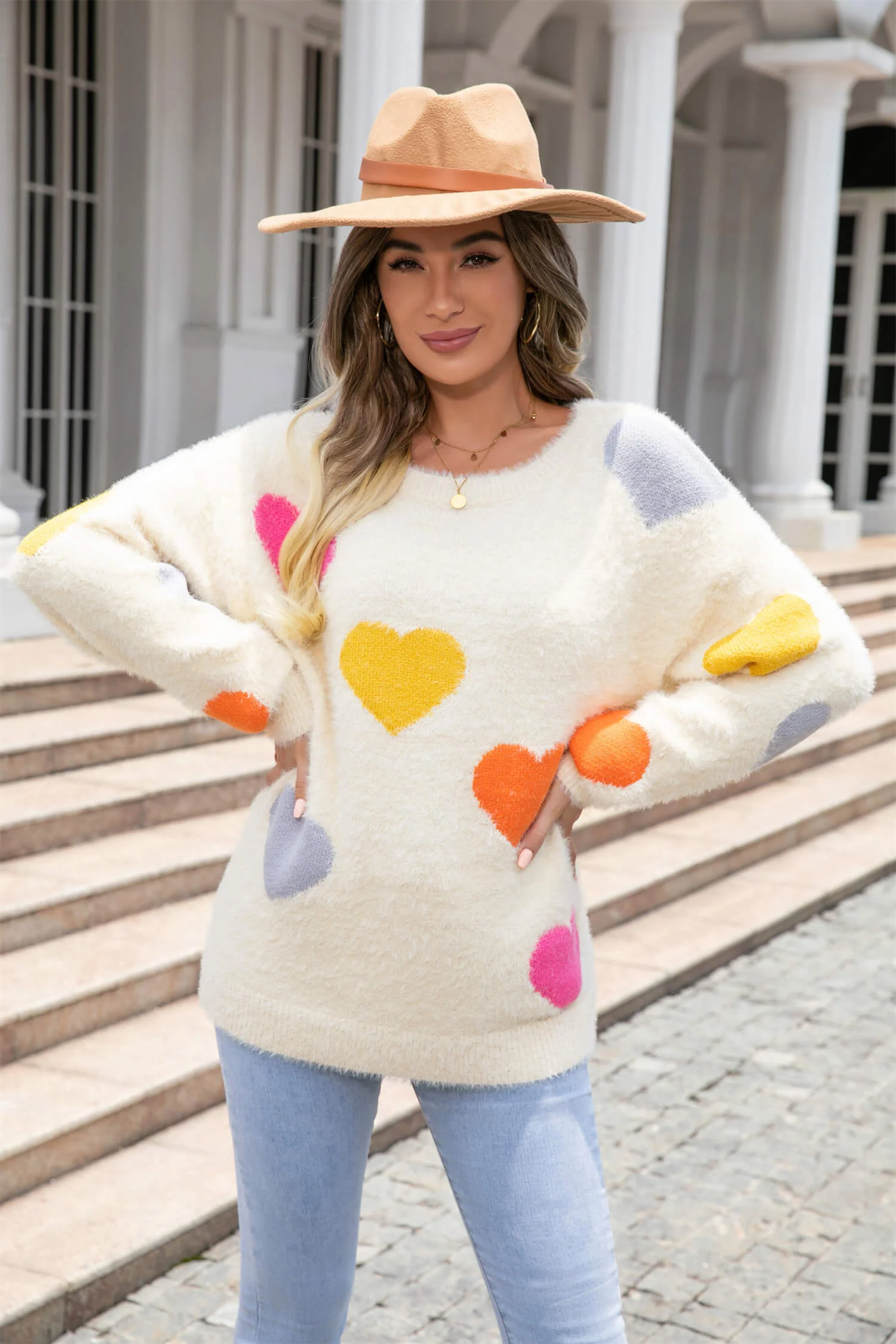 Hearty Valentine Knit Sweater - Cream - Image 2
