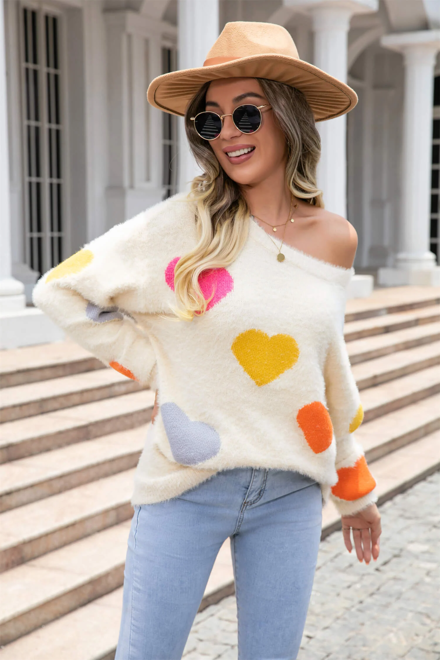 Hearty Valentine Knit Sweater - Cream - Image 7