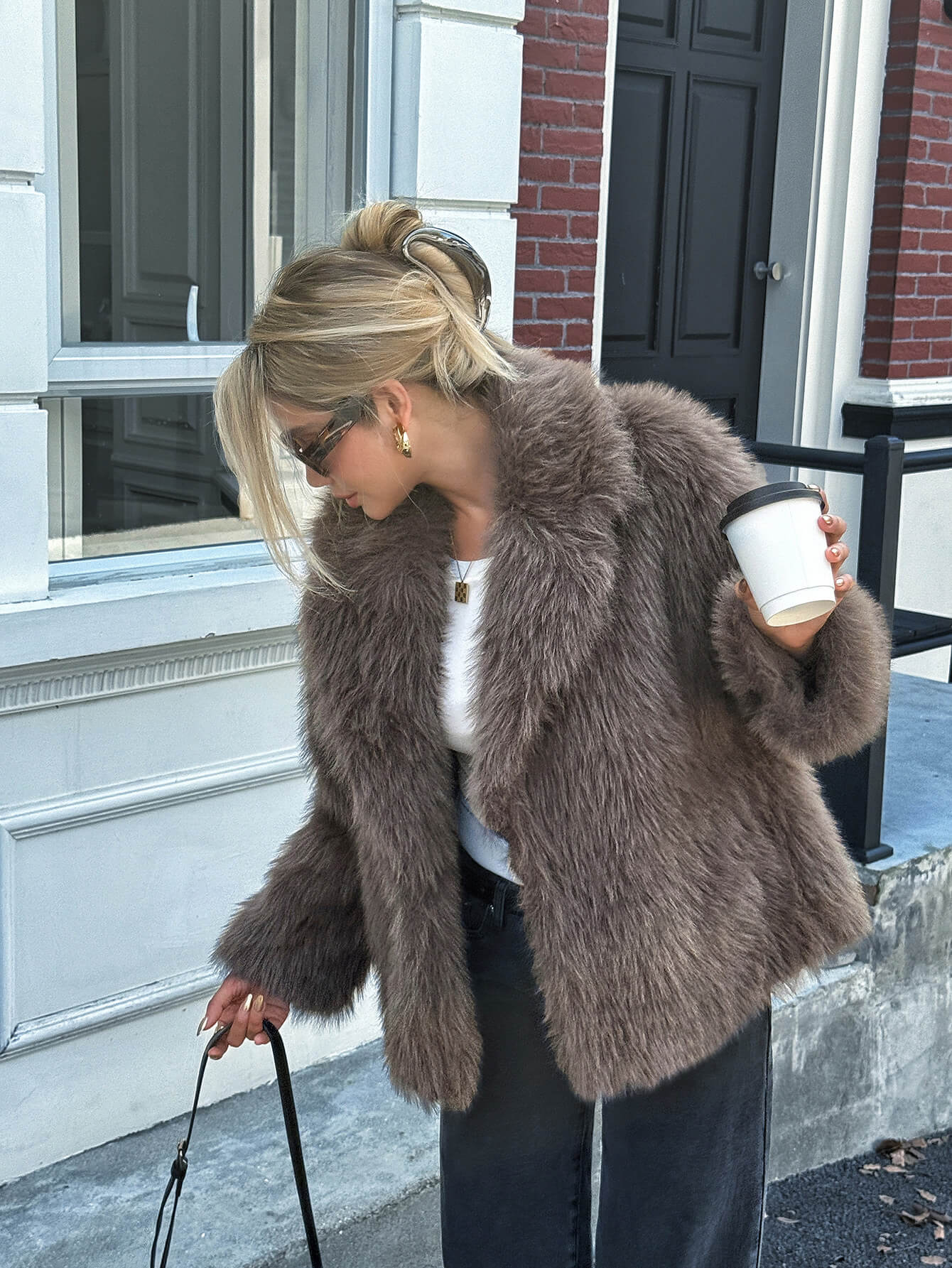 Helios Lined Faux Fur Coat - grey - Image 2