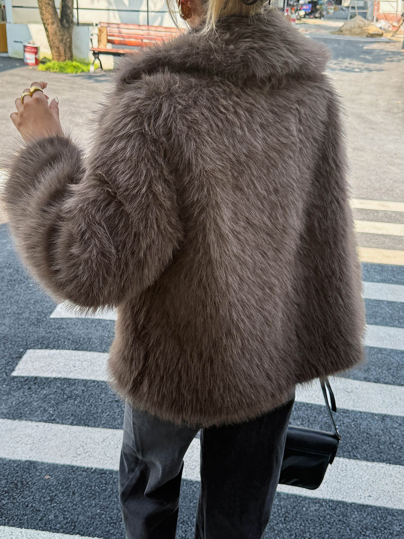 Helios Lined Faux Fur Coat - grey - Image 4