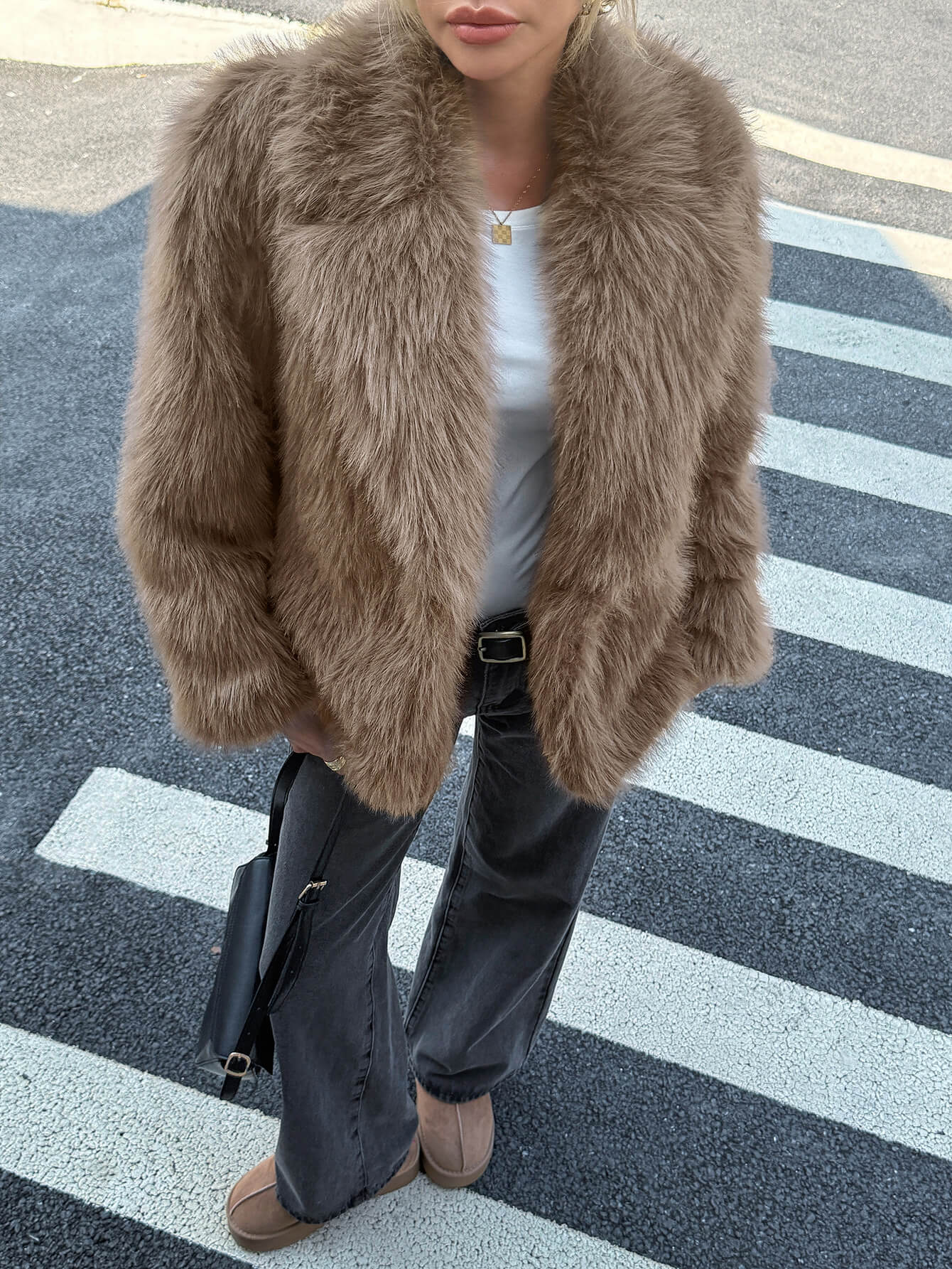 Helios Lined Faux Fur Coat - khaki - Image 4