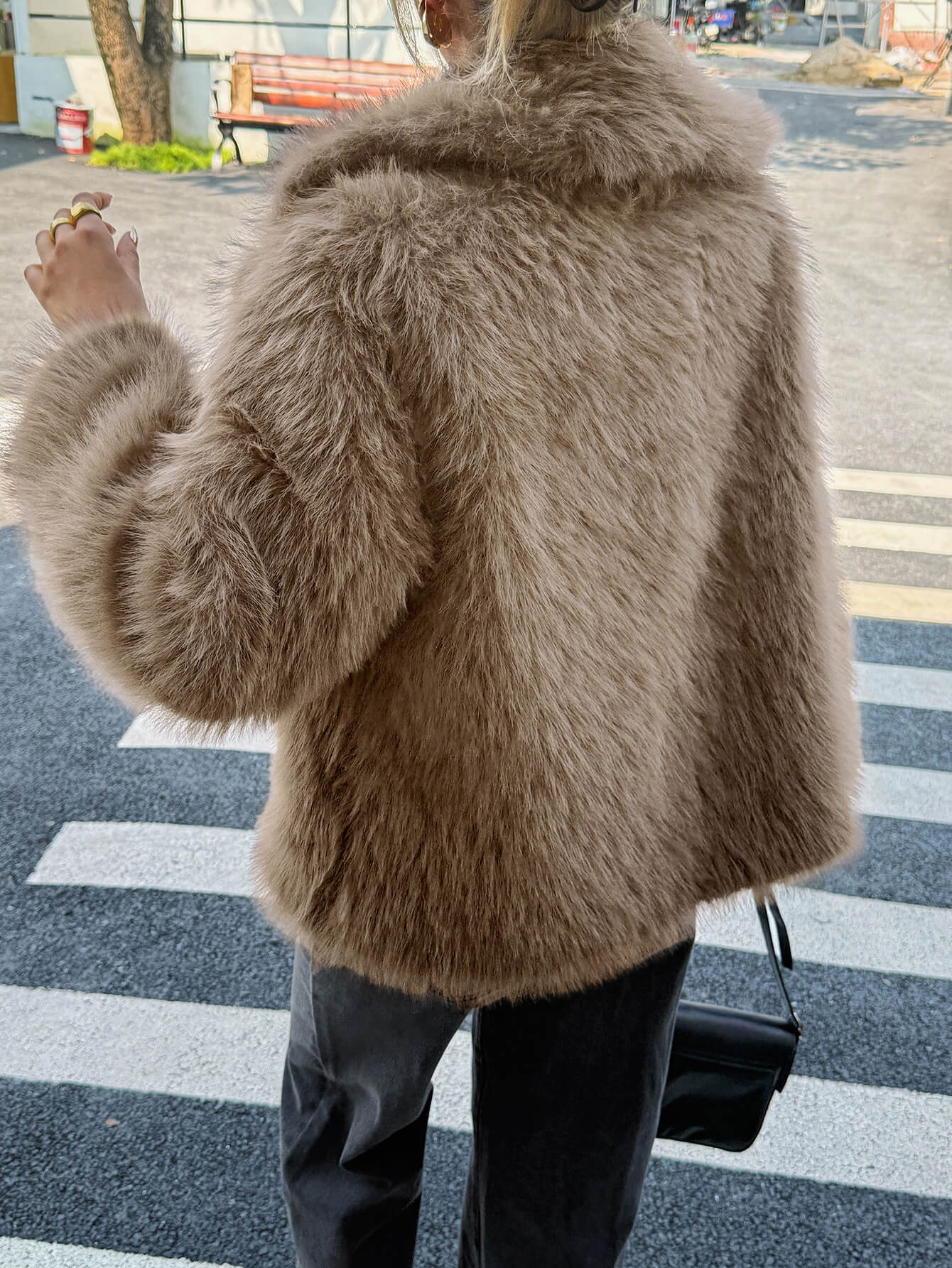 Helios Lined Faux Fur Coat - khaki - Image 6