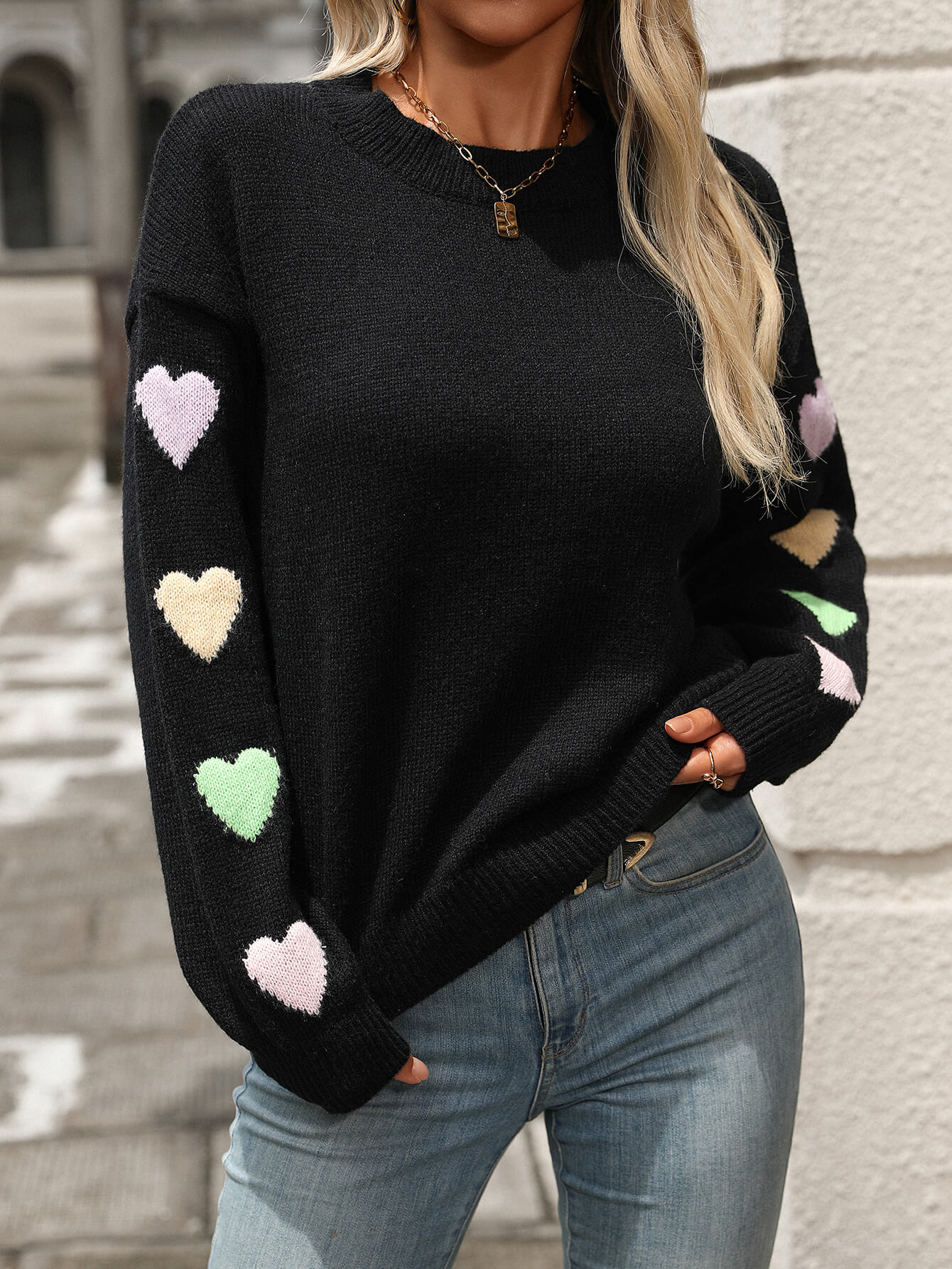 Holding My Heart Pullover Sweater - Black - Image 5