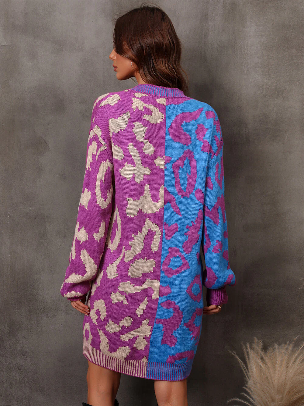 Hollis Leopard Knit Long Cardigan - Purple - Image 4