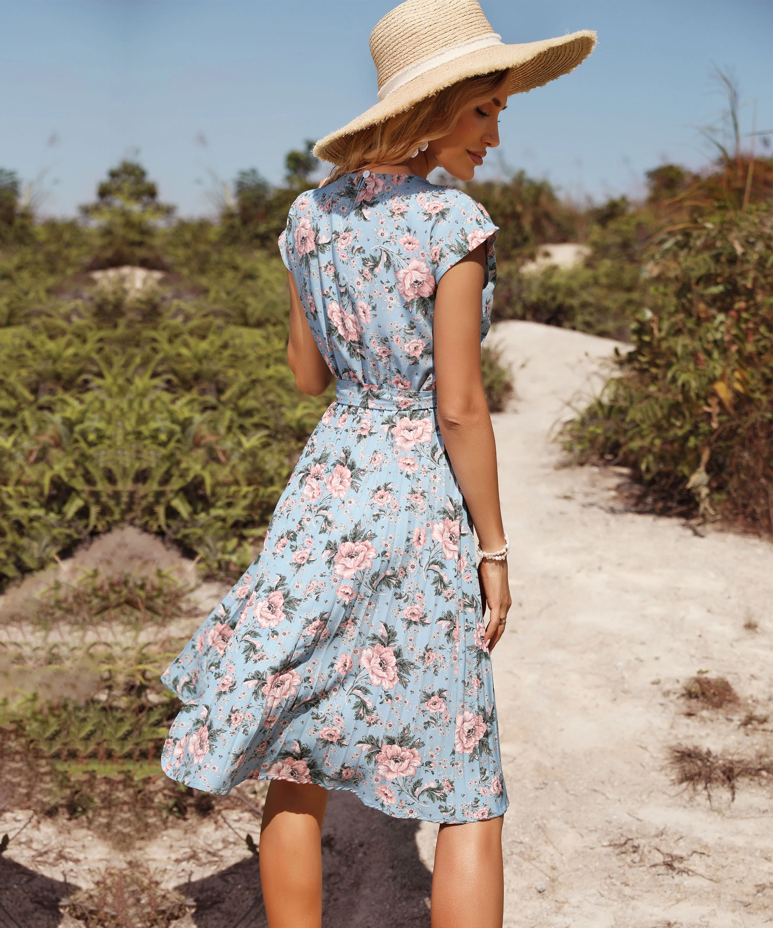 HOLTA MIDI DRESS - BLUE PRINT - Image 8